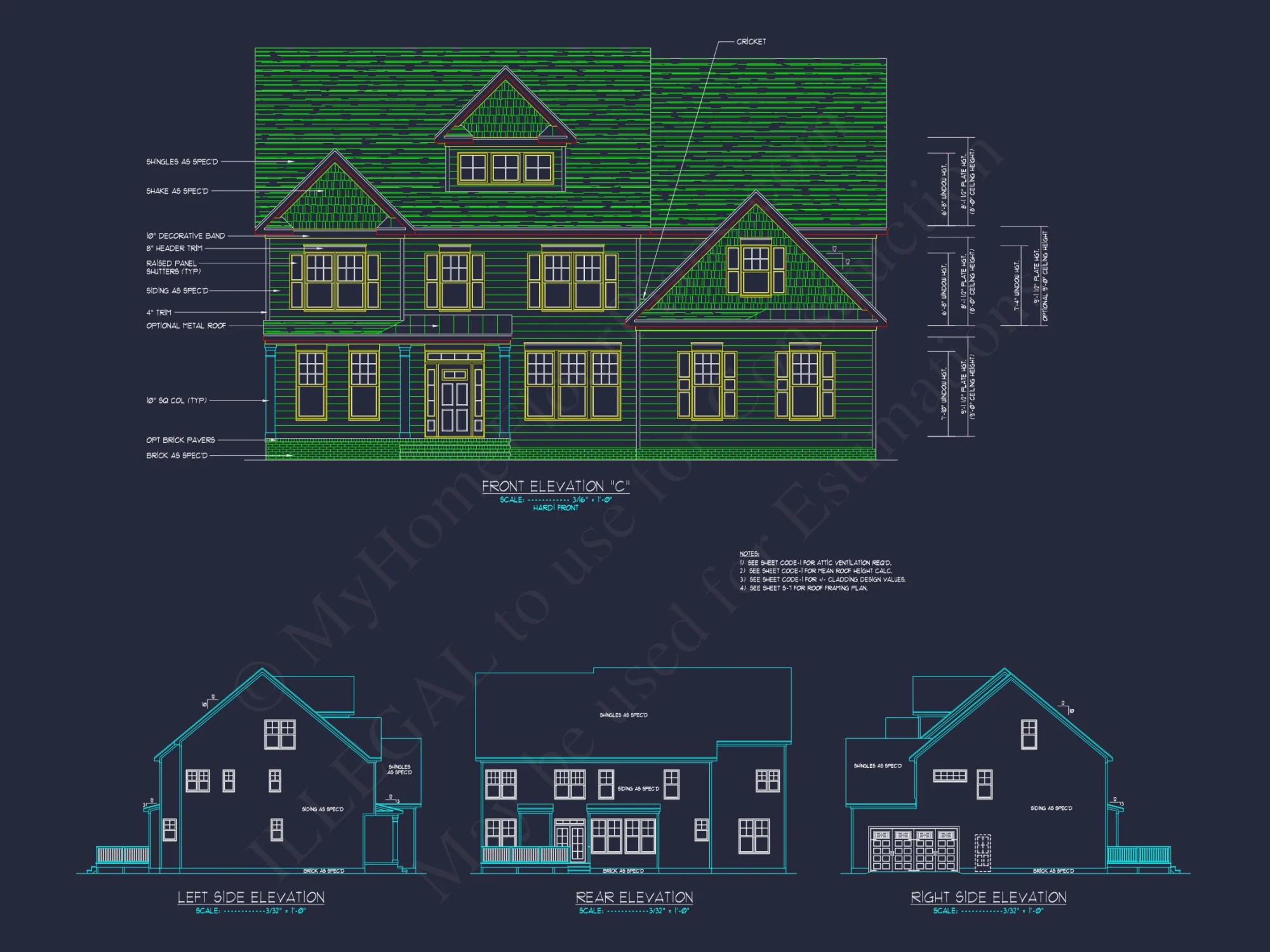 Colonial Revival house Floor Plan with CAD Architecture Design