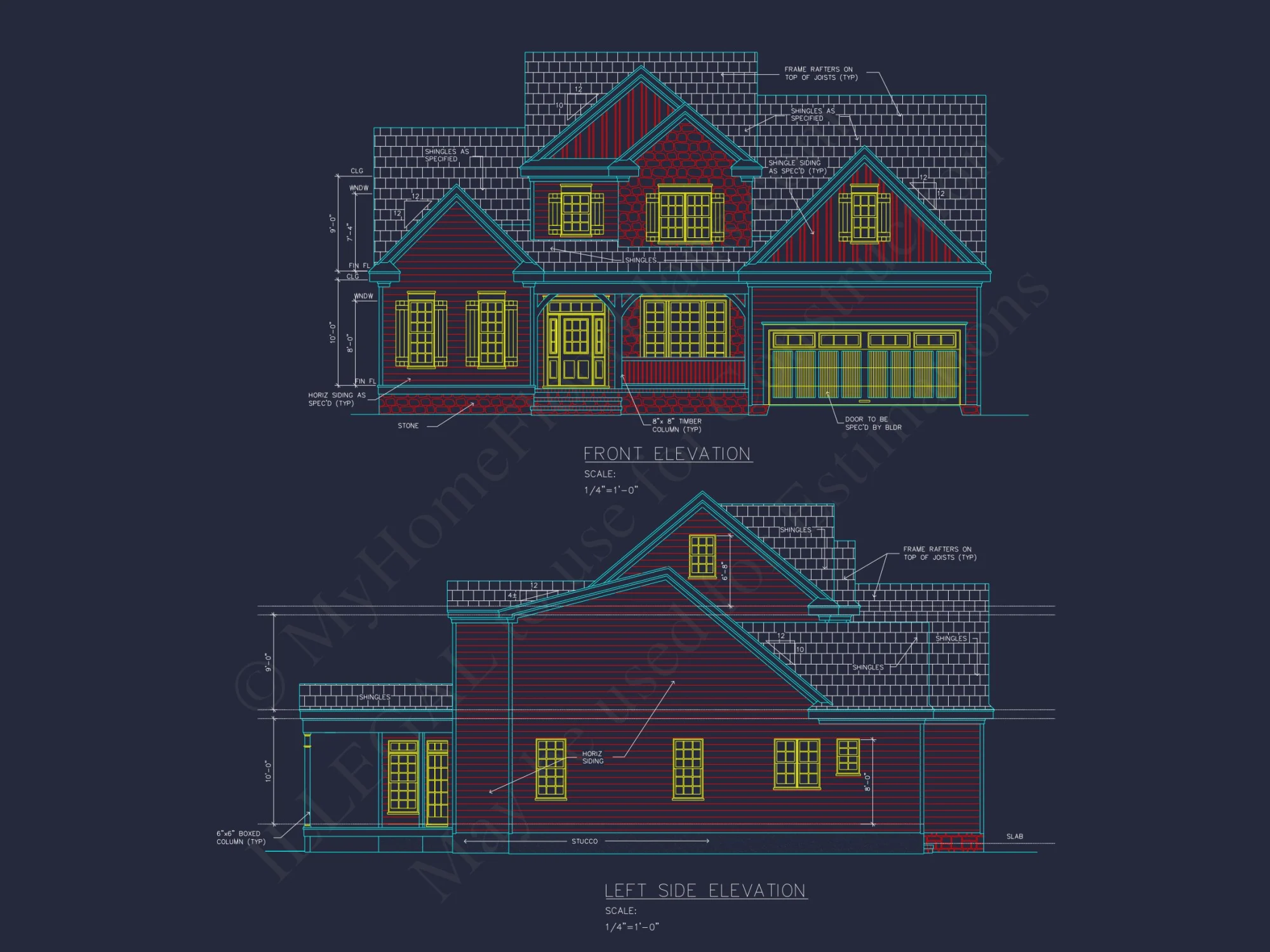 Craftsman house Floor Plan with 5 Bedrooms and 2-Car Garage