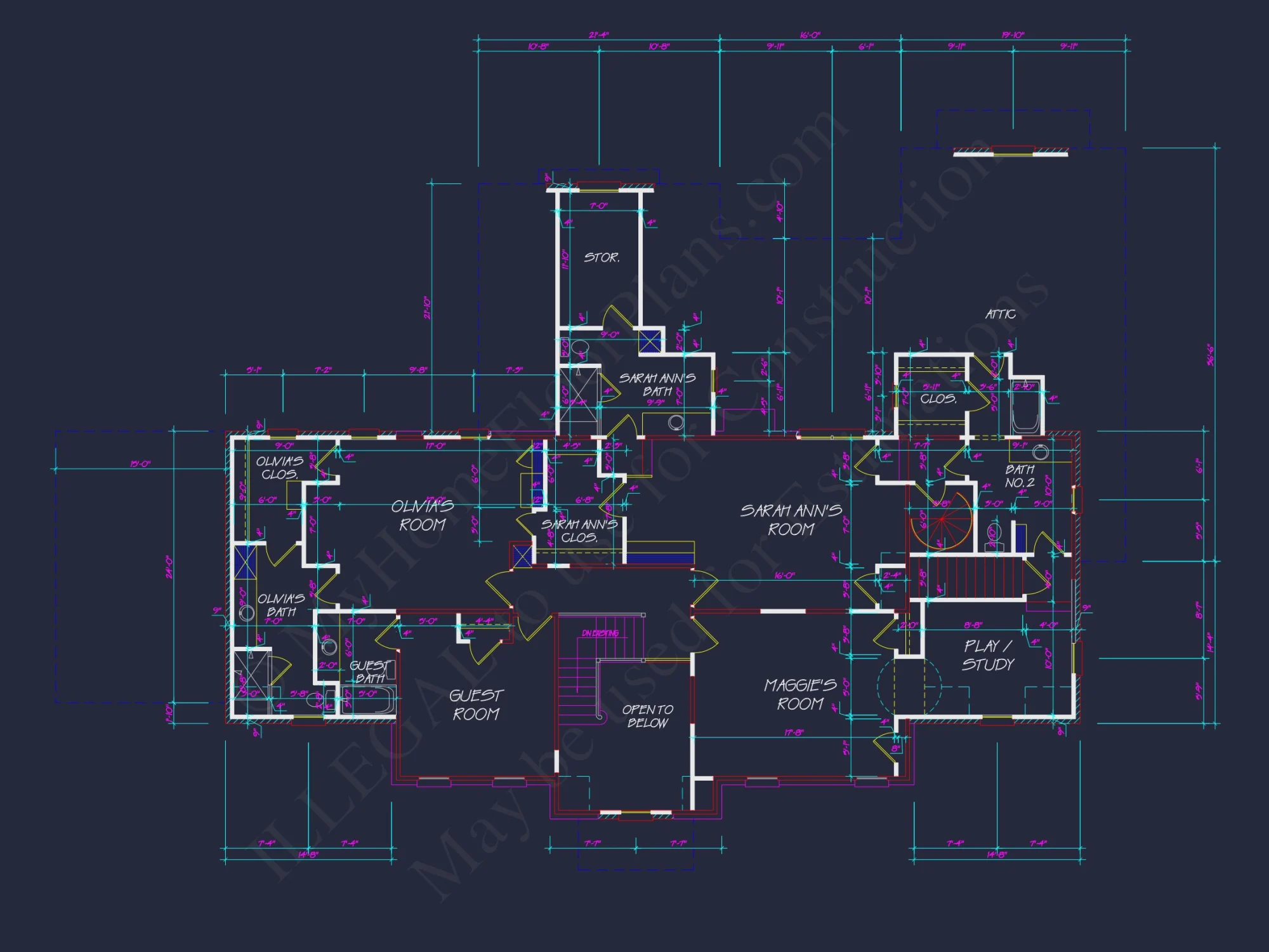 Traditional 2-Story house Plan with 5 Beds, 4 Baths & 3-Car Garage