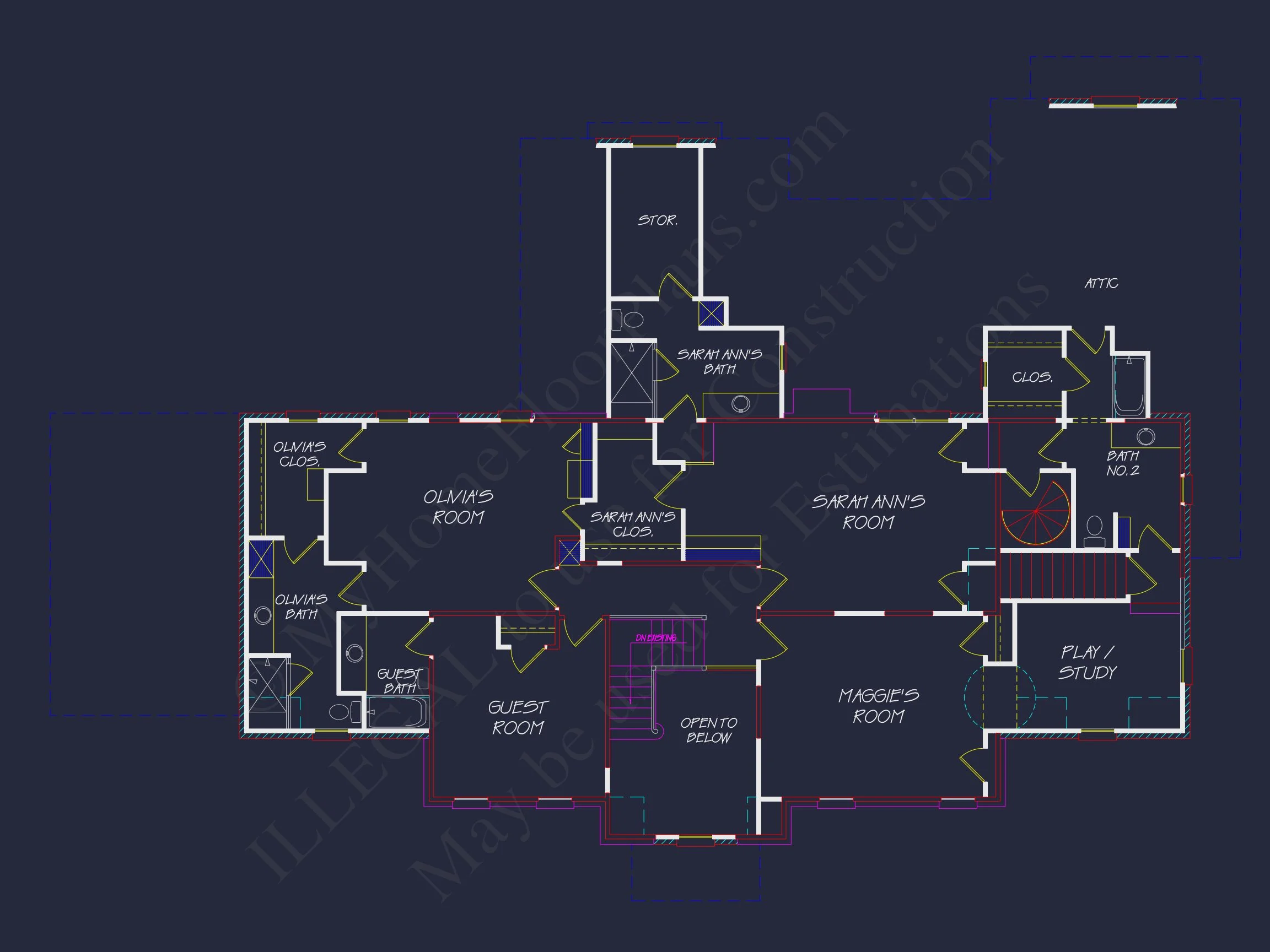 Traditional 2-Story house Plan with 5 Beds, 4 Baths & 3-Car Garage