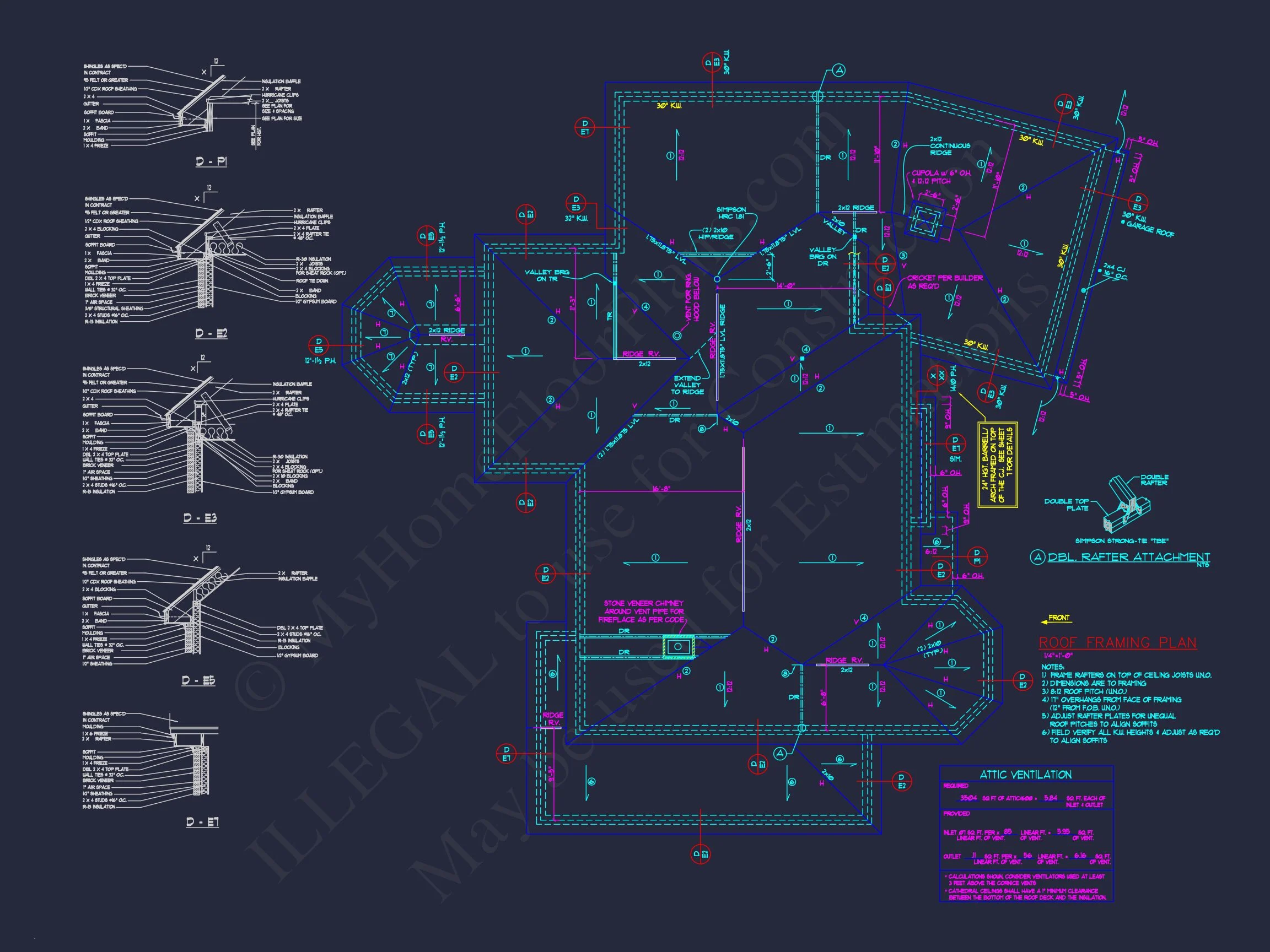Traditional 2-Story house Plan & Blueprint (3790 Sq Ft)