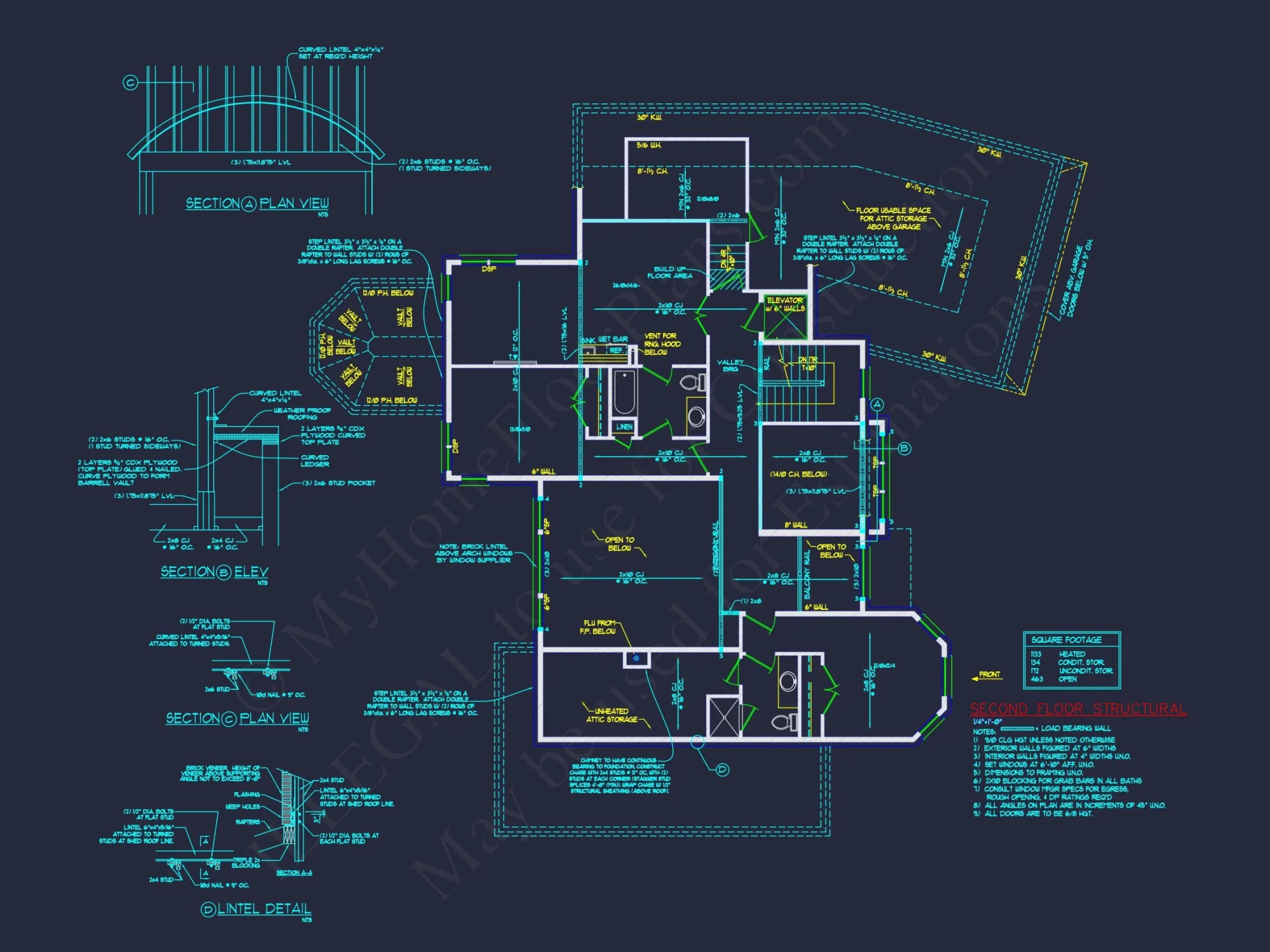 Traditional 2-Story house Plan & Blueprint (3790 Sq Ft)