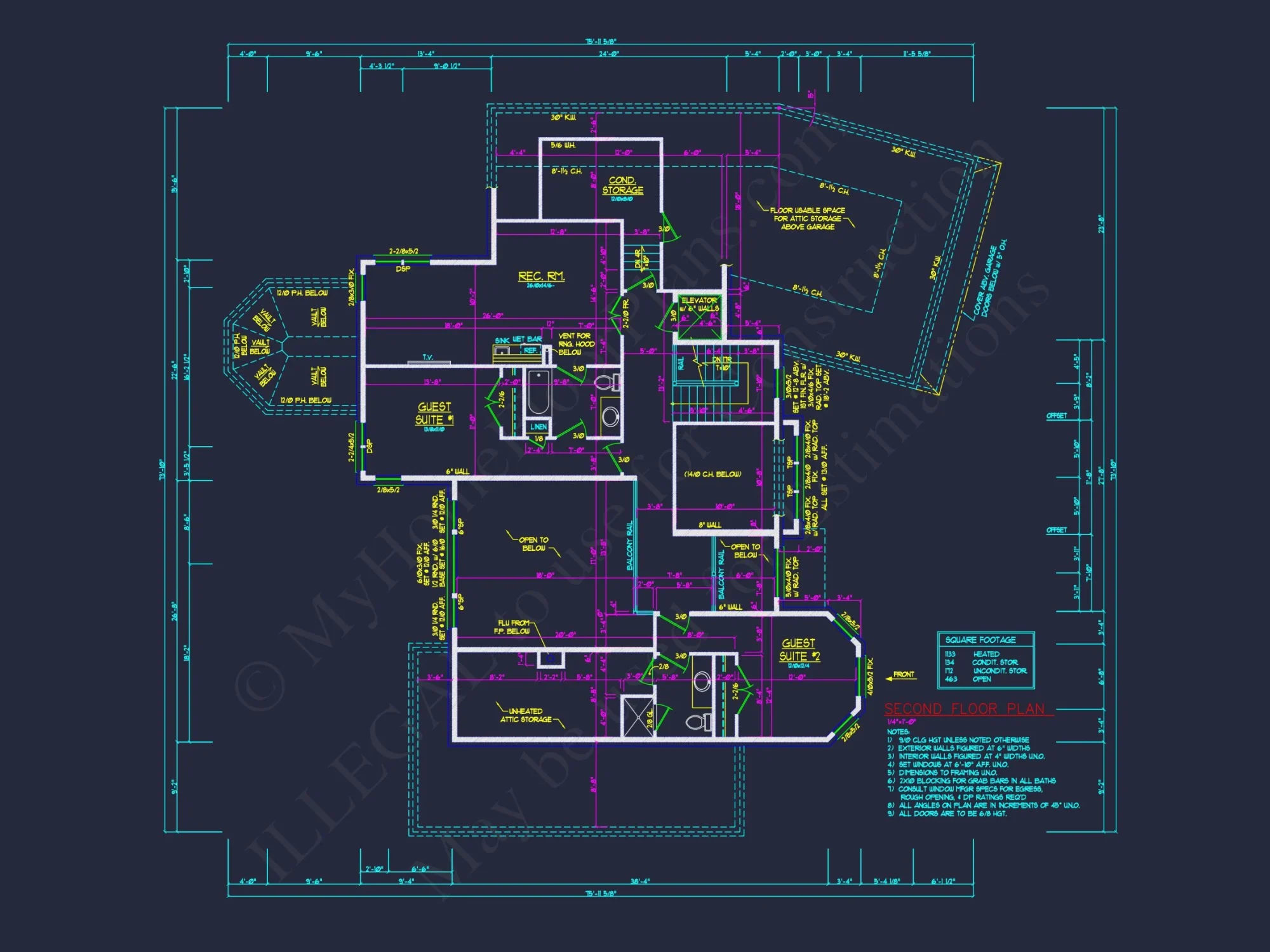 Traditional 2-Story house Plan & Blueprint (3790 Sq Ft)
