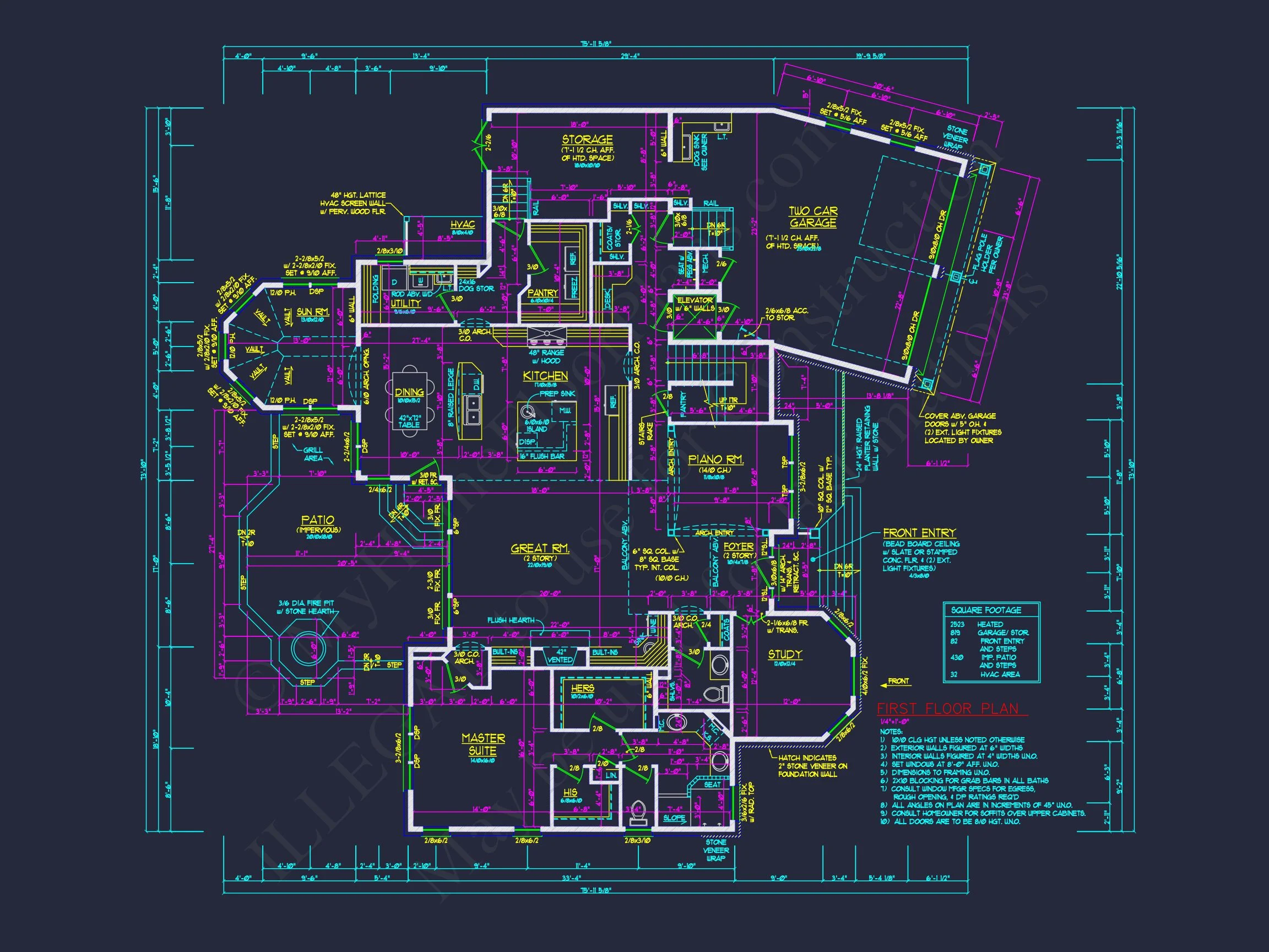 Traditional 2-Story house Plan & Blueprint (3790 Sq Ft)