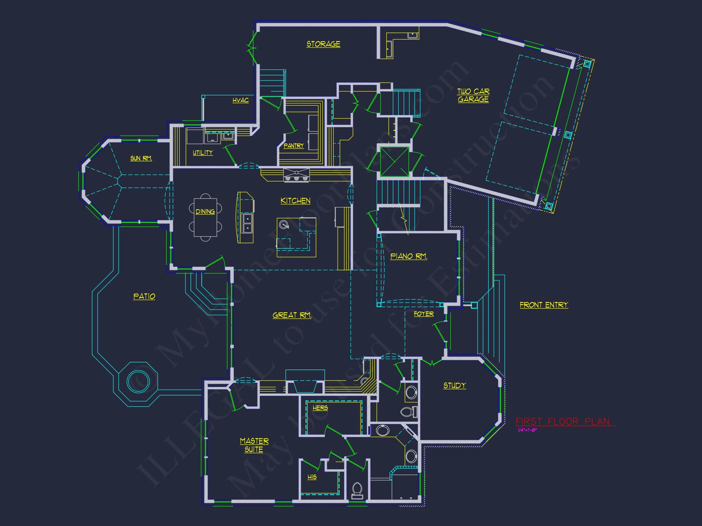 Traditional 2-Story house Plan & Blueprint (3790 Sq Ft)
