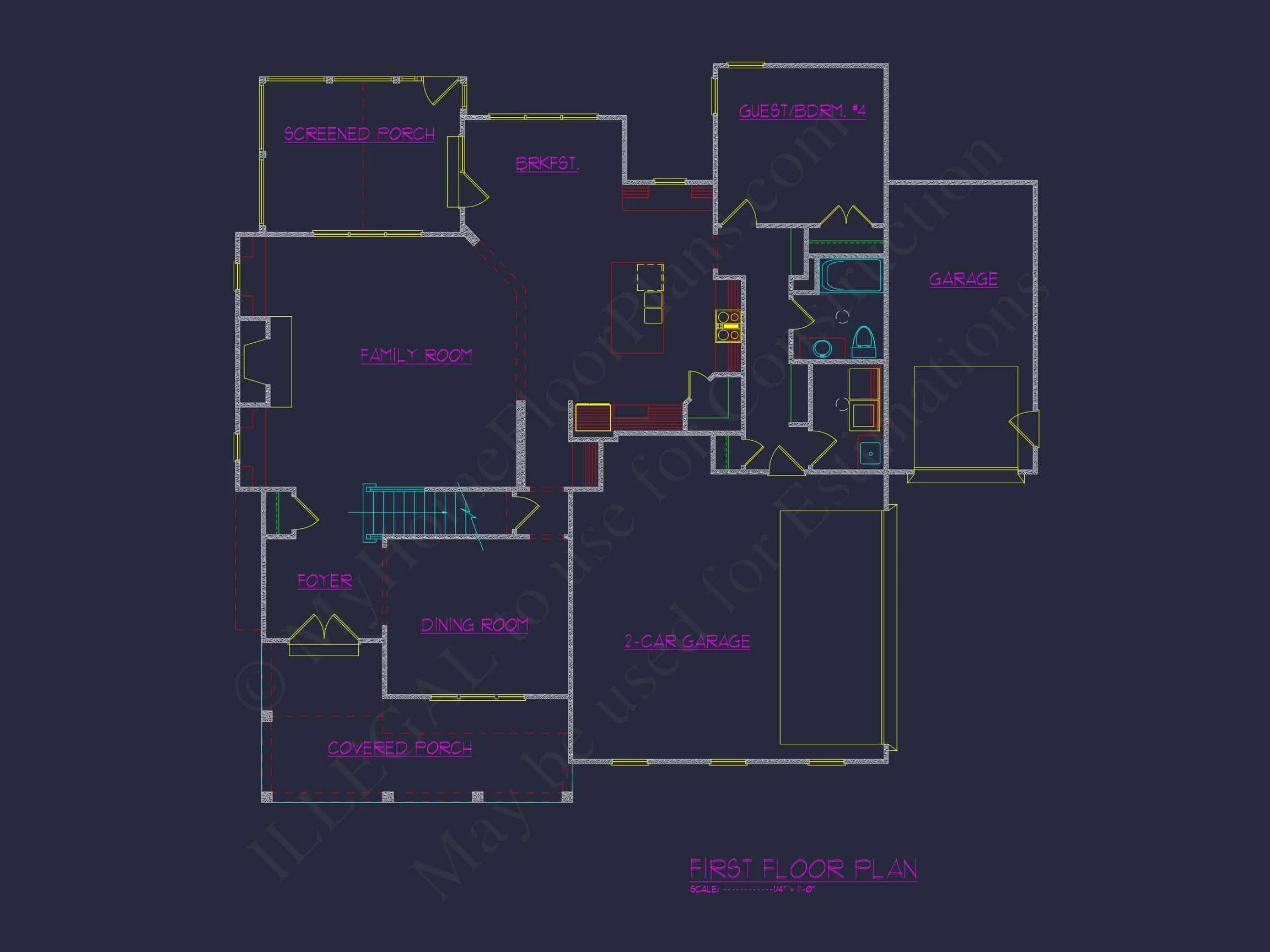 10-1389 HOUSE PLAN - Charming House Plan with 2 Floors, 4 Bedrooms & CAD Blueprints 4 Charming house Plan with 2 Floors, 4 Bedrooms & CAD Blueprints