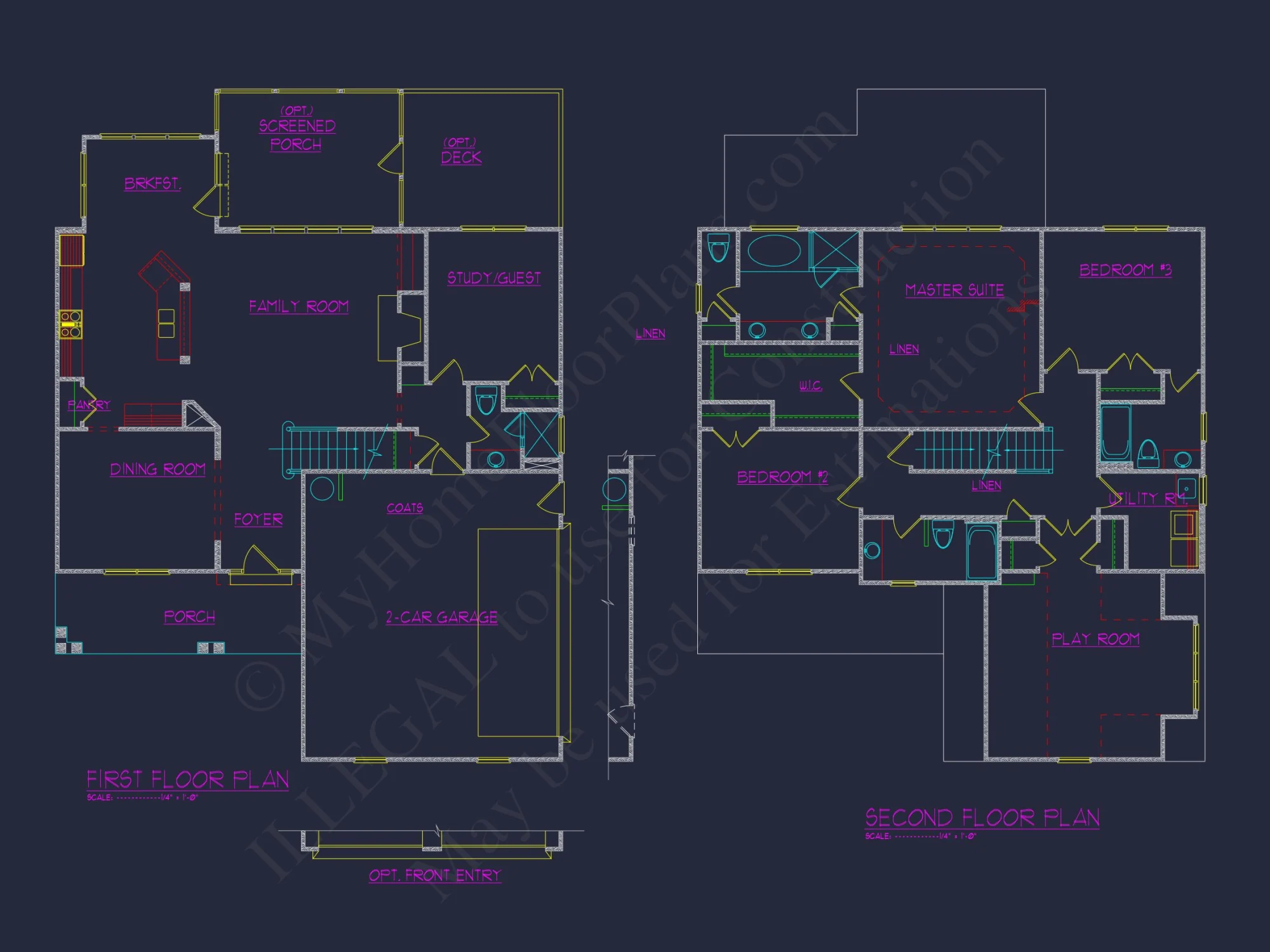 Elegant 4-Bedroom house Plan with Floor Plan, Blueprint, and CAD Designs