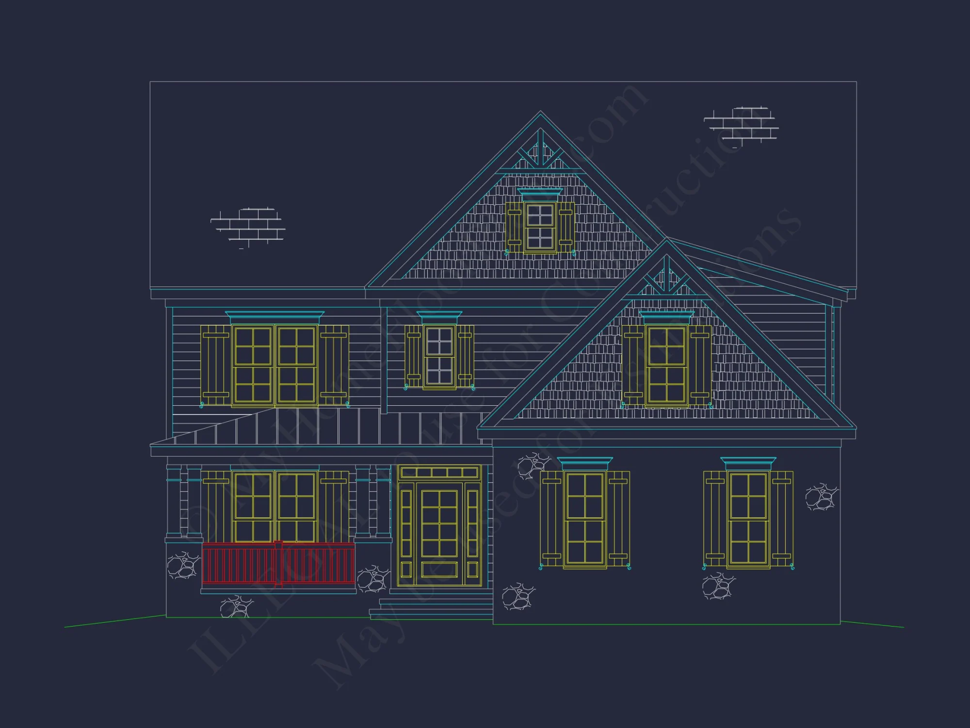 Elegant 4-Bedroom house Plan with Floor Plan, Blueprint, and CAD Designs