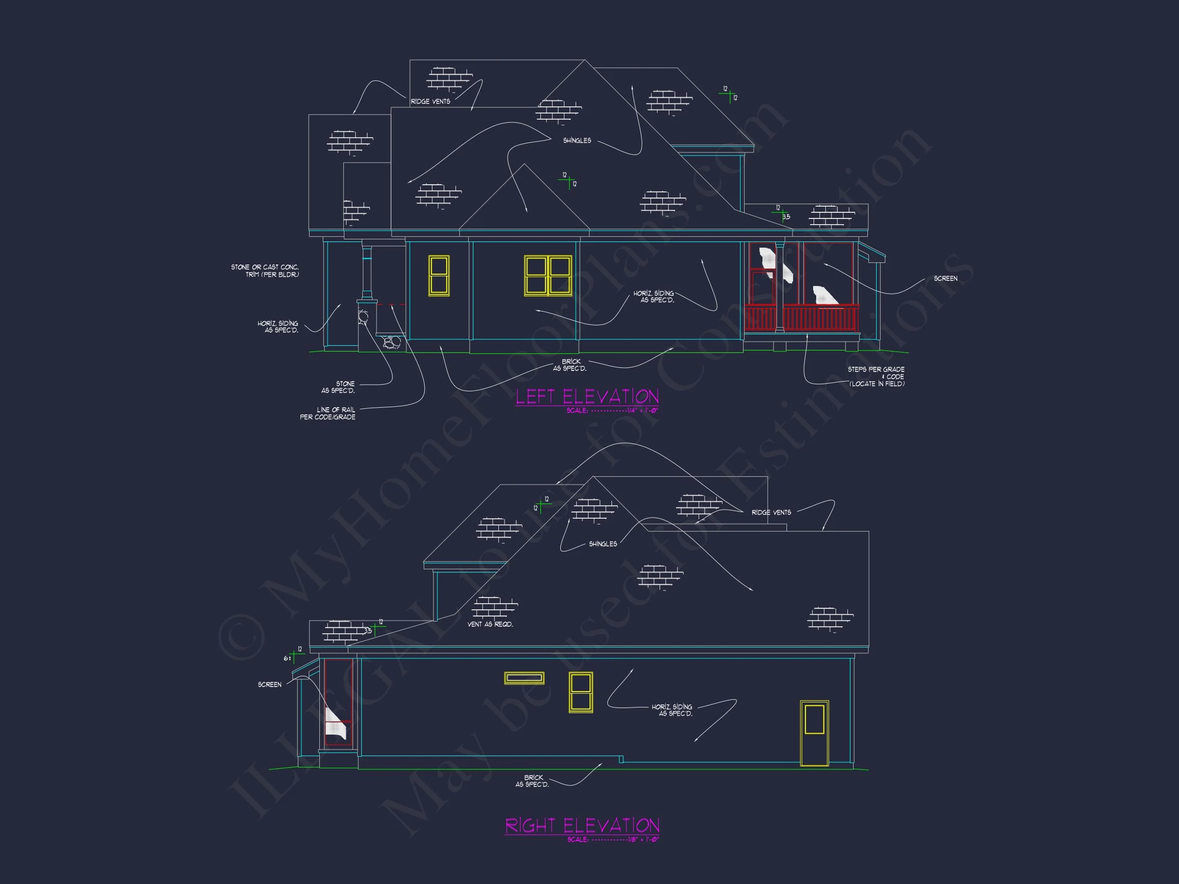 10-1155 HOUSE PLAN - Elegant House Plan with Architectural CAD Designs & Blueprints 3 Elegant house Plan with Architectural CAD Designs & Blueprints