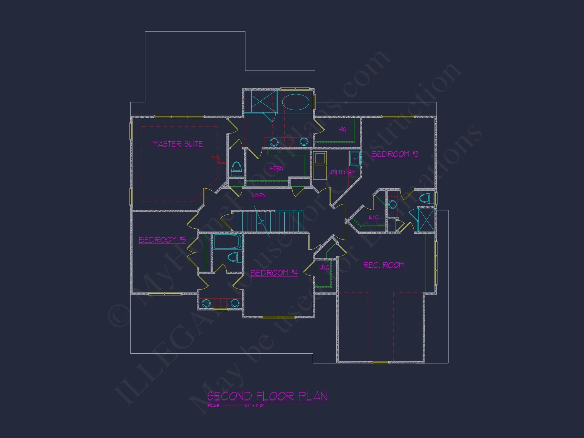 Modern house Floor Plan with 5 Bedrooms, Blueprint & Designs