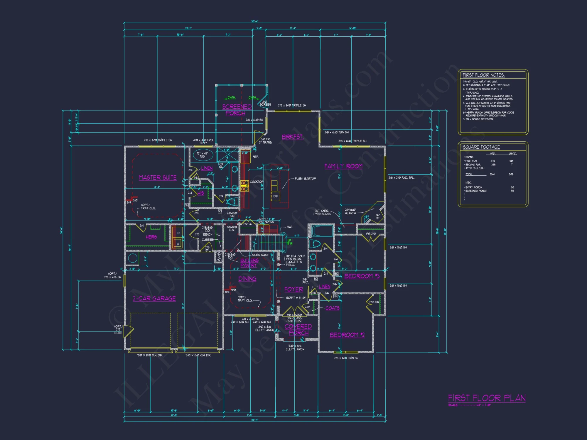 Modern Suburban house Floor Plan & Blueprint with CAD Designs