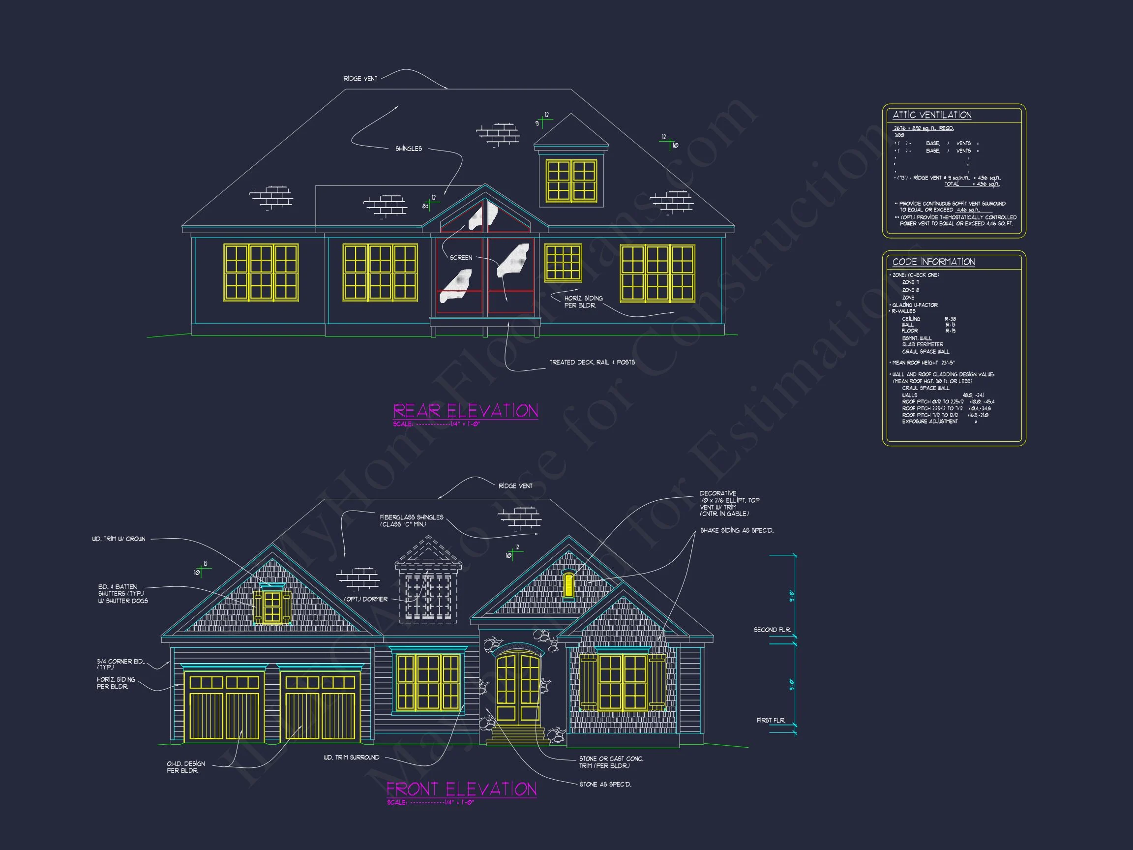 10-1053 HOUSE PLAN - Modern Suburban House Floor Plan & Blueprint with CAD Designs 7 Modern Suburban house Floor Plan & Blueprint with CAD Designs