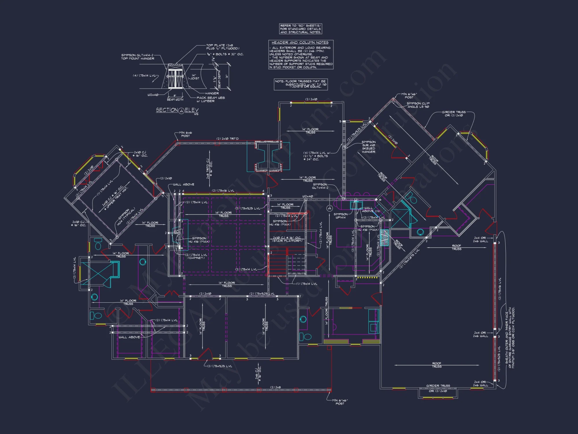 Elegant house Plan: 2-Story Colonial Floor Design with CAD