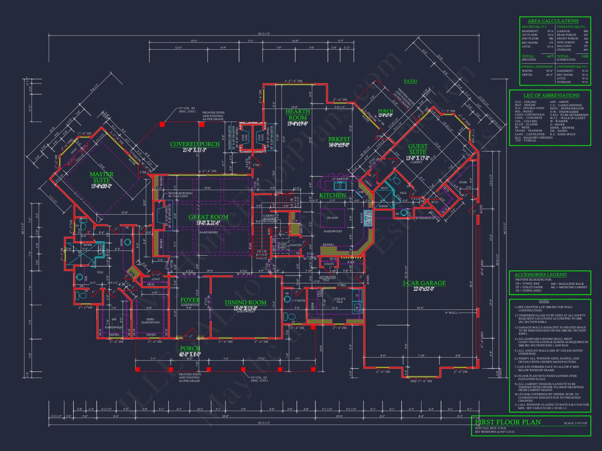 Elegant house Plan: 2-Story Colonial Floor Design with CAD