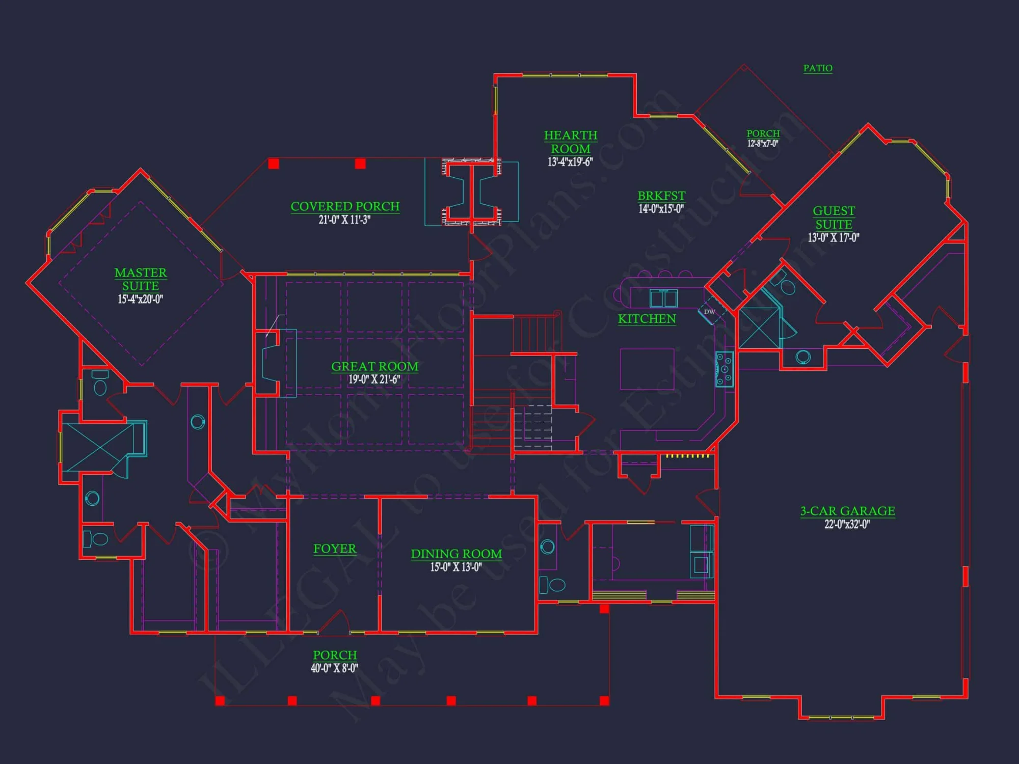 Elegant house Plan: 2-Story Colonial Floor Design with CAD