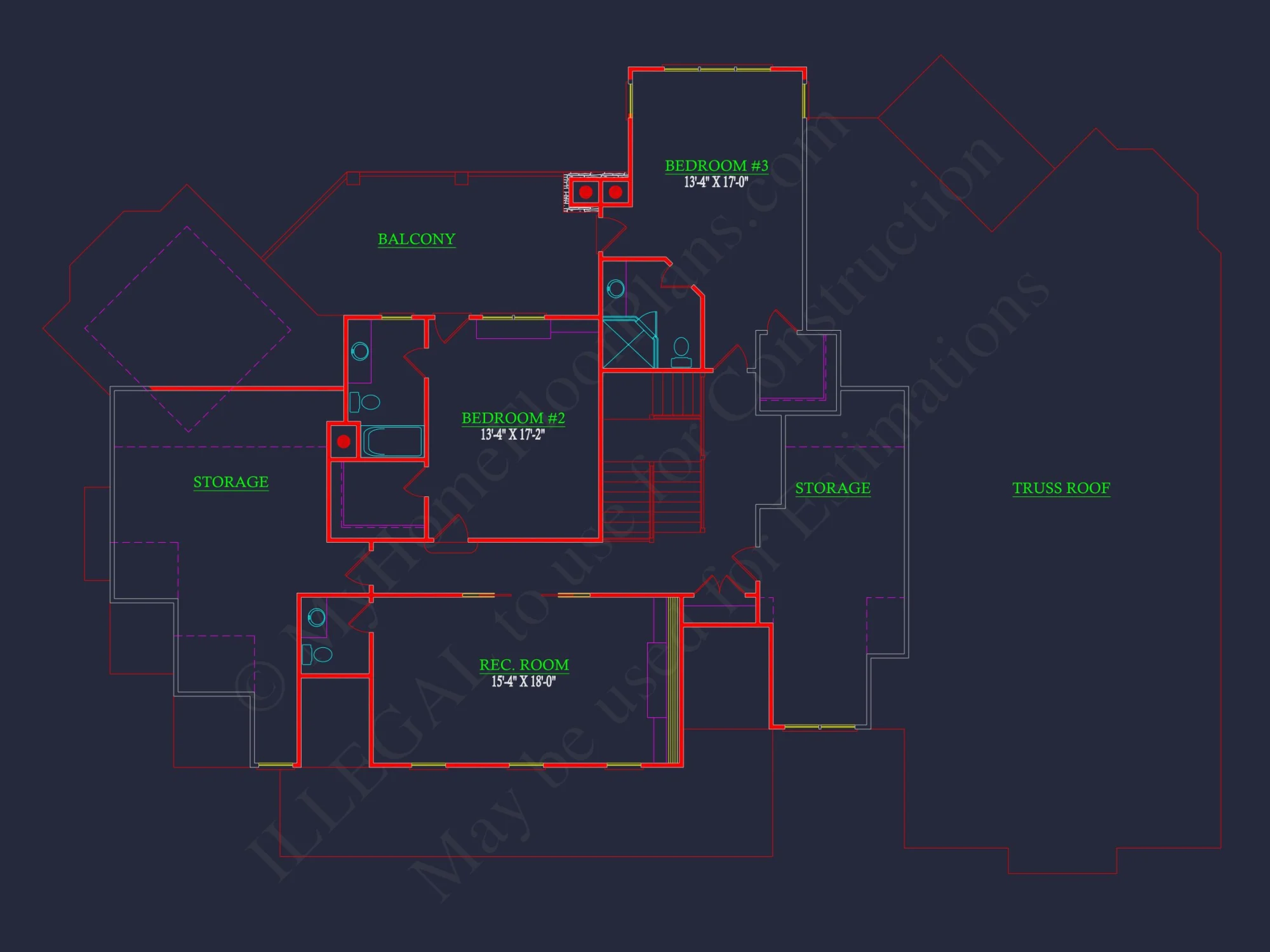 Elegant house Plan: 2-Story Colonial Floor Design with CAD