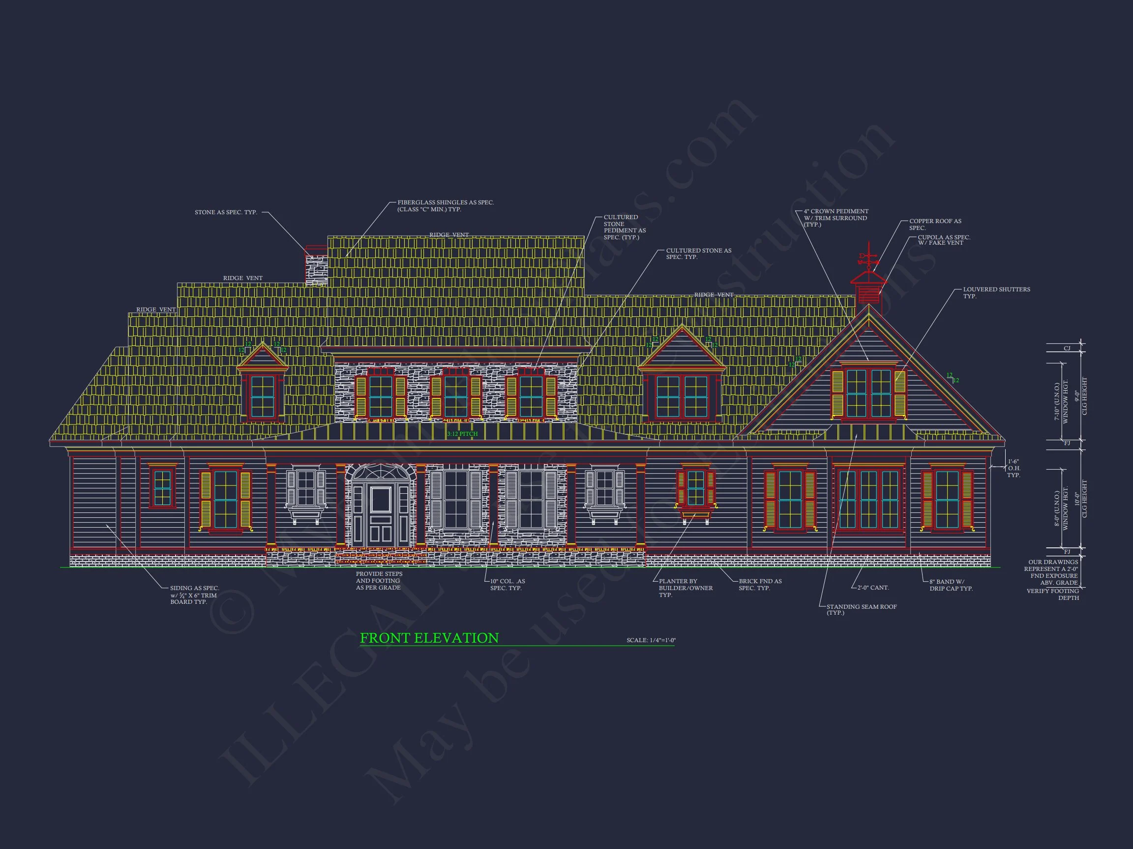 Elegant house Plan: 2-Story Colonial Floor Design with CAD