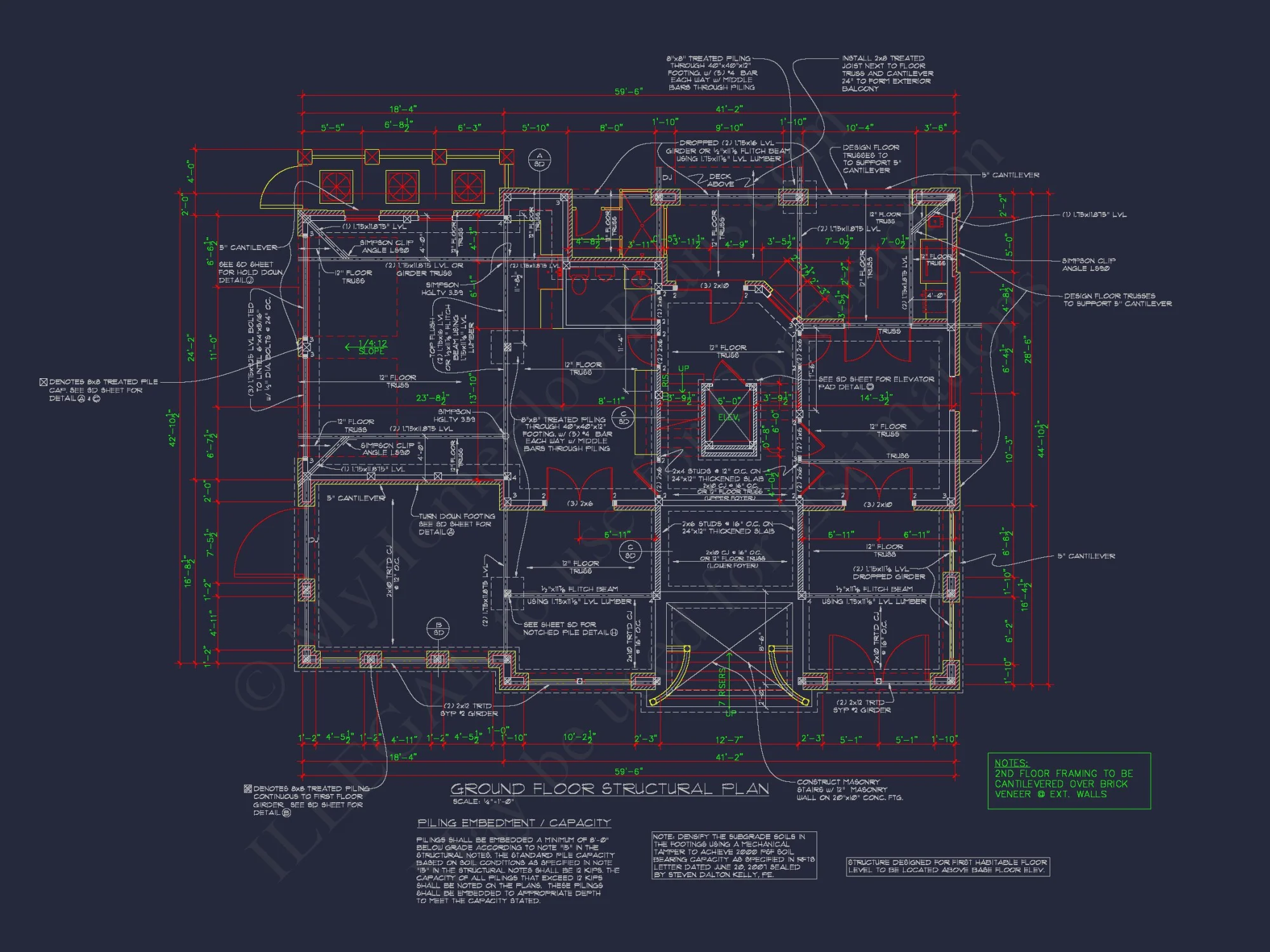 Beach house Plan w/4 Beds, Elevator & Garage: Floor Plans & Blueprints