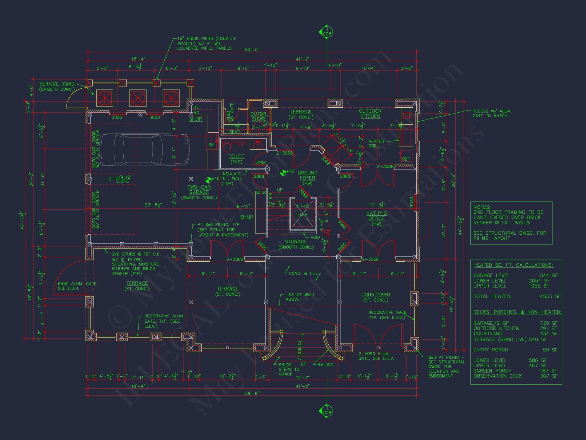 Beach house Plan w/4 Beds, Elevator & Garage: Floor Plans & Blueprints