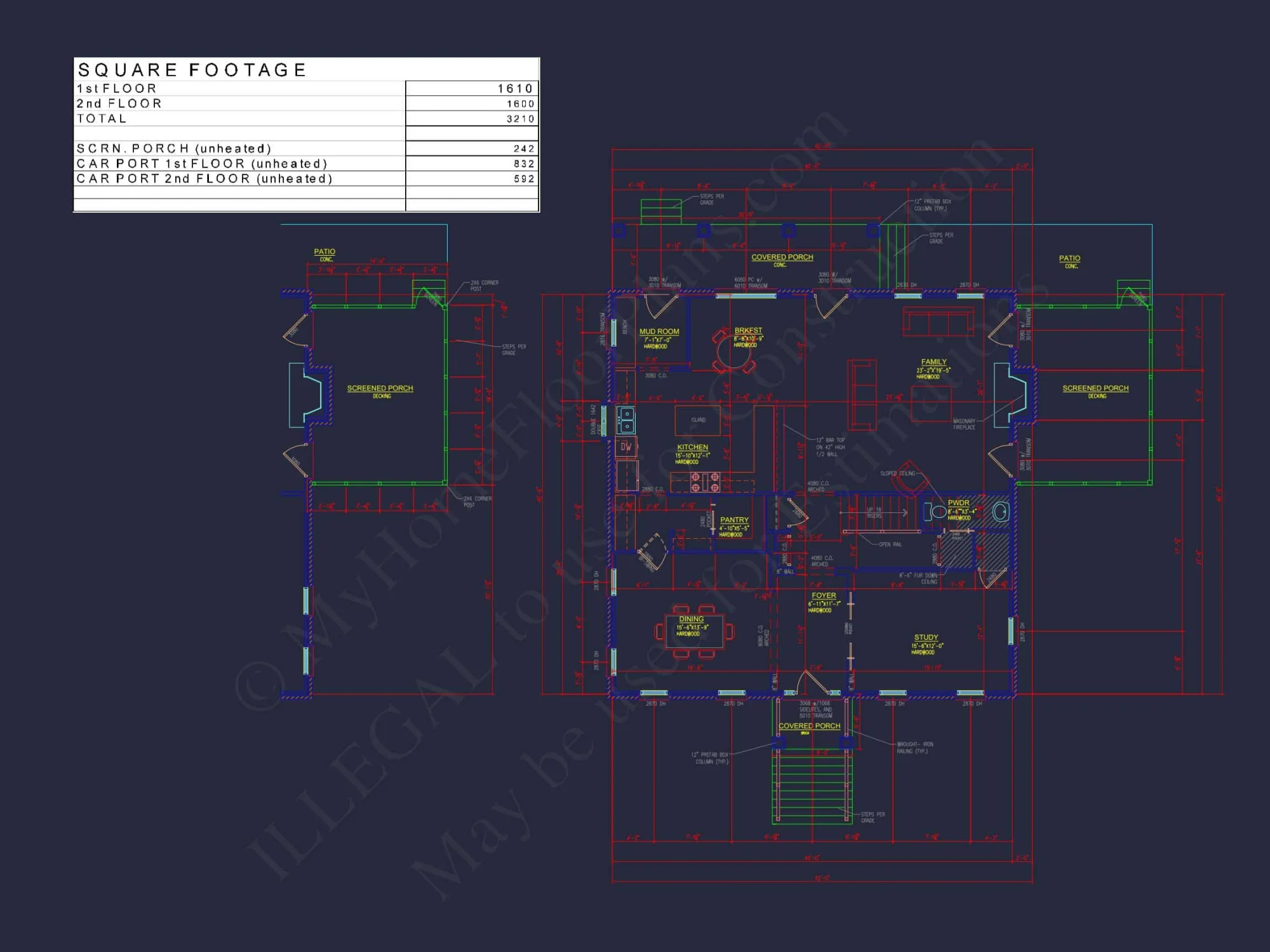 Colonial Revival house Plan with Floor Plans & CAD Designs