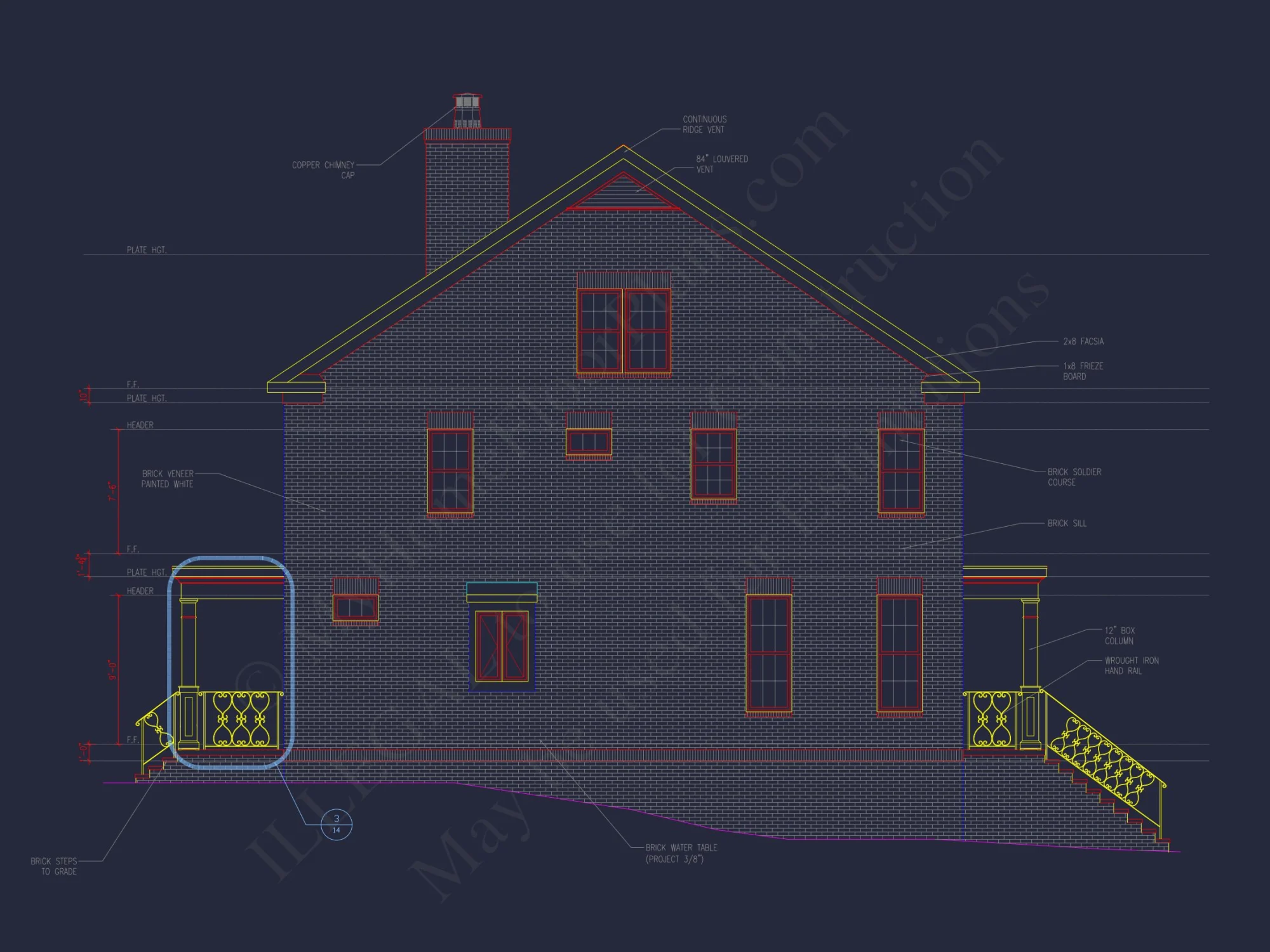 Colonial Revival house Plan with Floor Plans & CAD Designs
