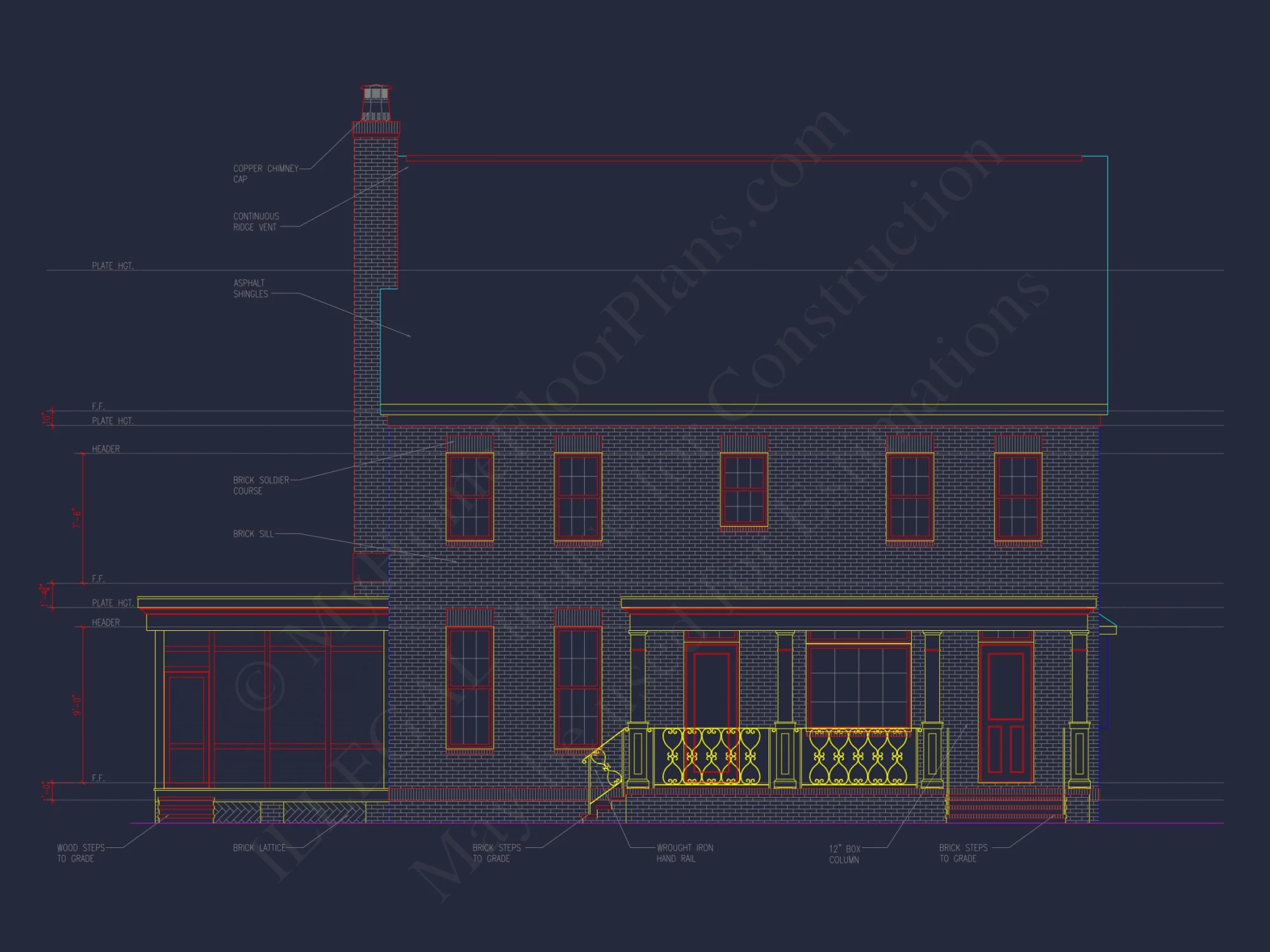 Colonial Revival house Plan with Floor Plans & CAD Designs