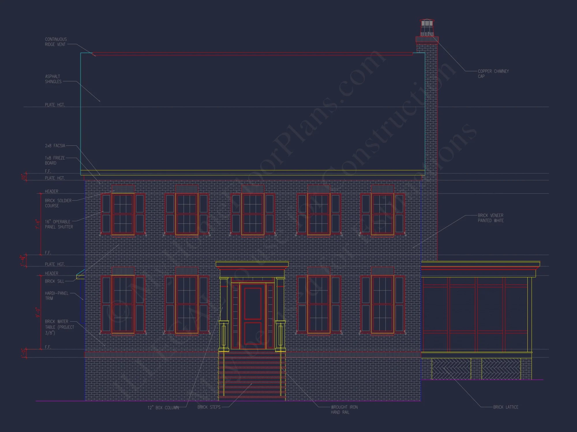 Colonial Revival house Plan with Floor Plans & CAD Designs