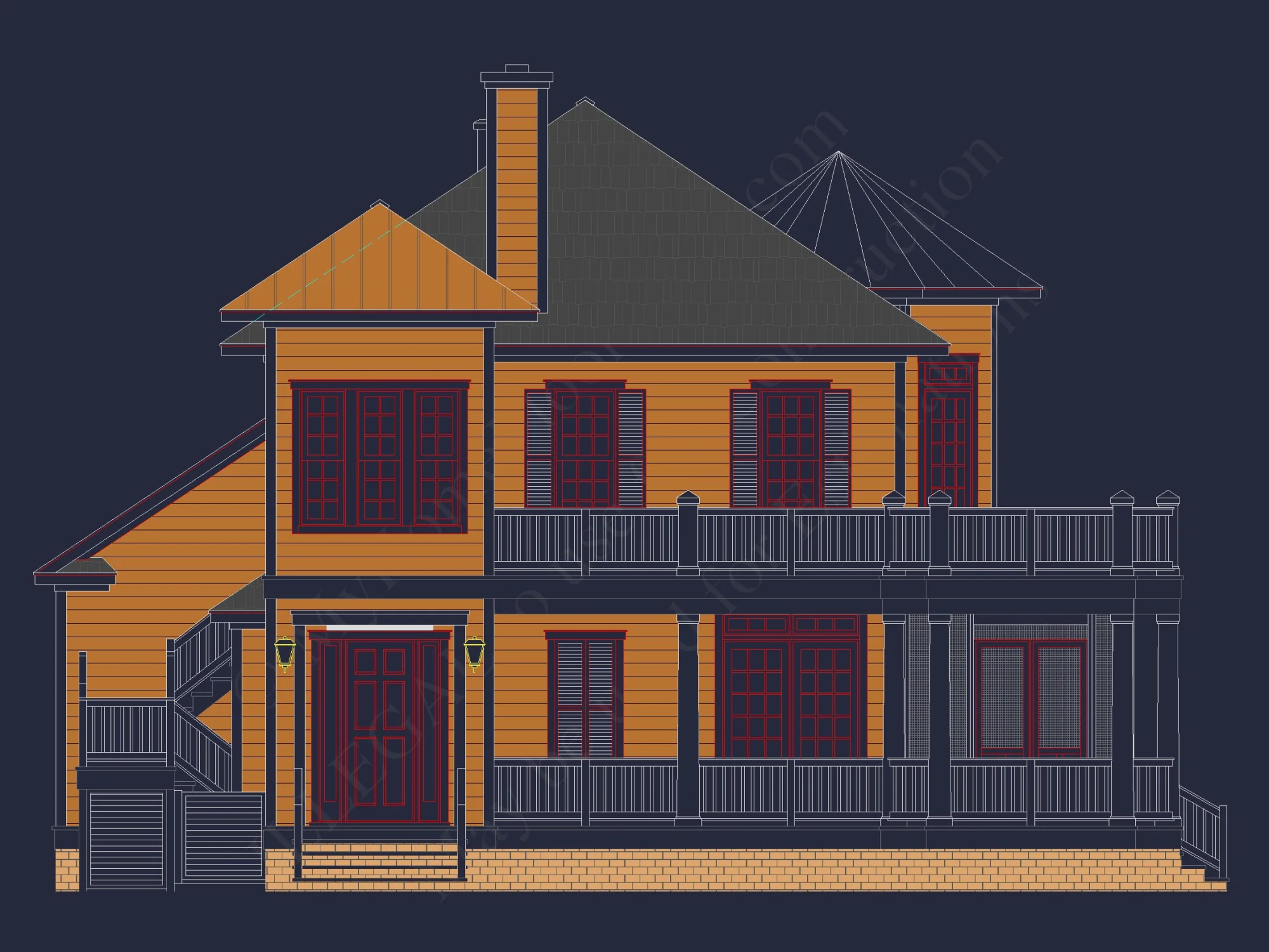 Spacious Southern house Plan with 2-Story Floor Designs