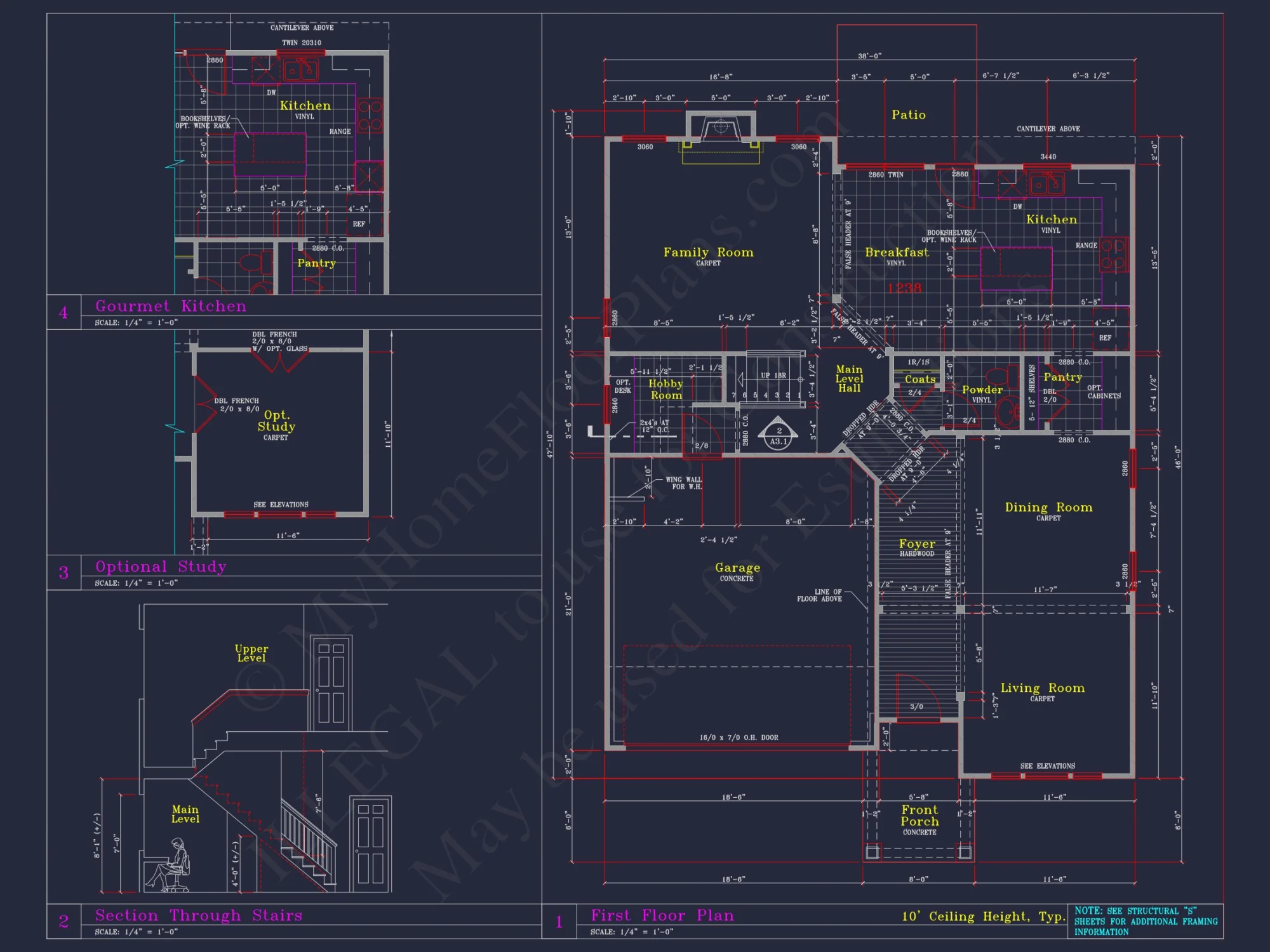Modern Craftsman house Plan with 4 Beds and 3 Stories