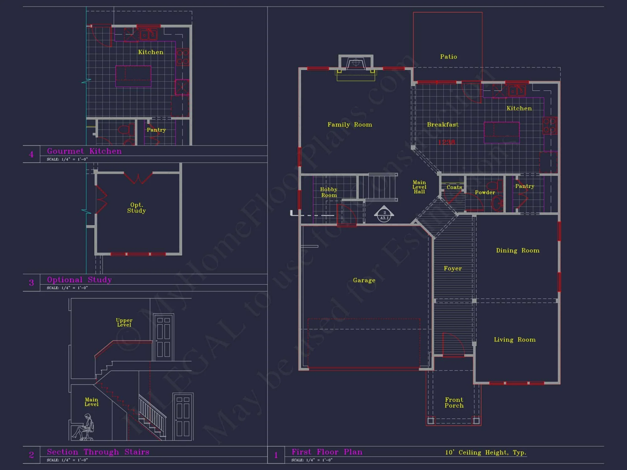 Modern Craftsman house Plan with 4 Beds and 3 Stories