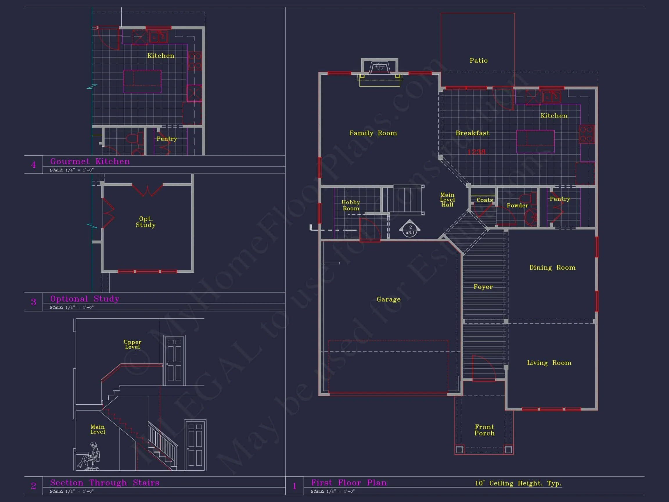 Modern Craftsman house Plan with 4 Beds and 3 Stories