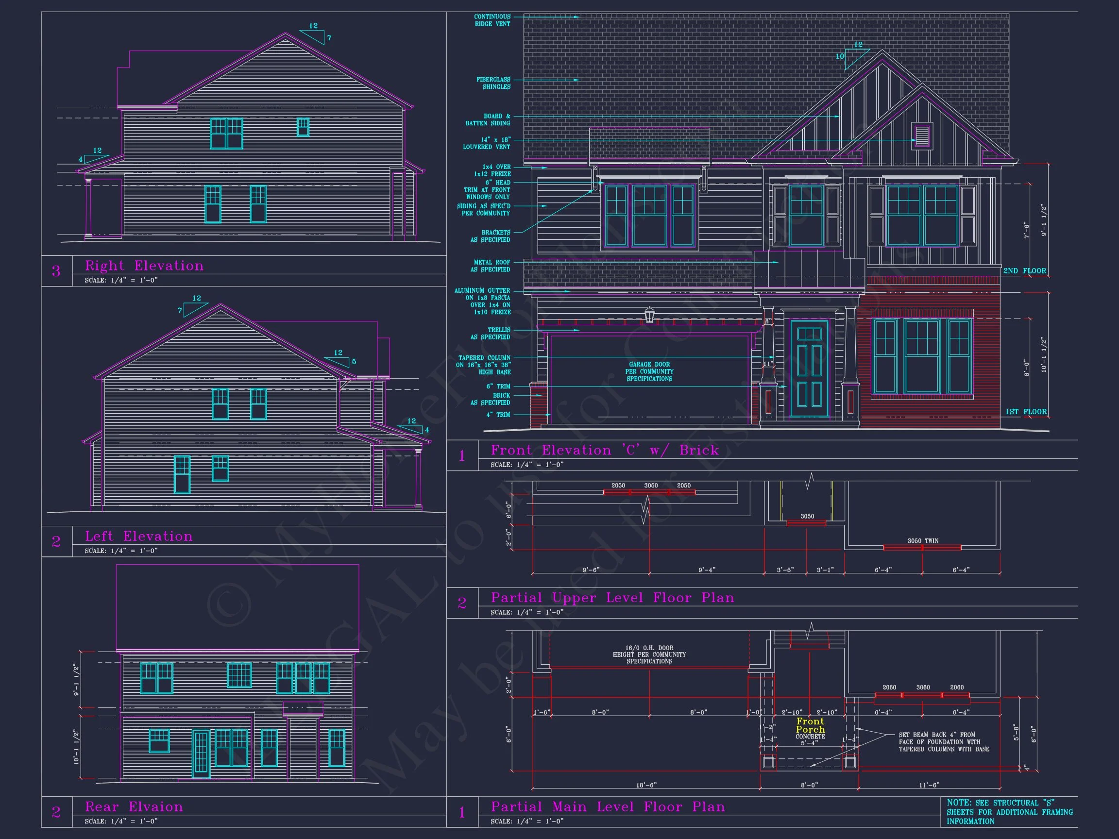 Modern Craftsman house Plan with 4 Beds and 3 Stories
