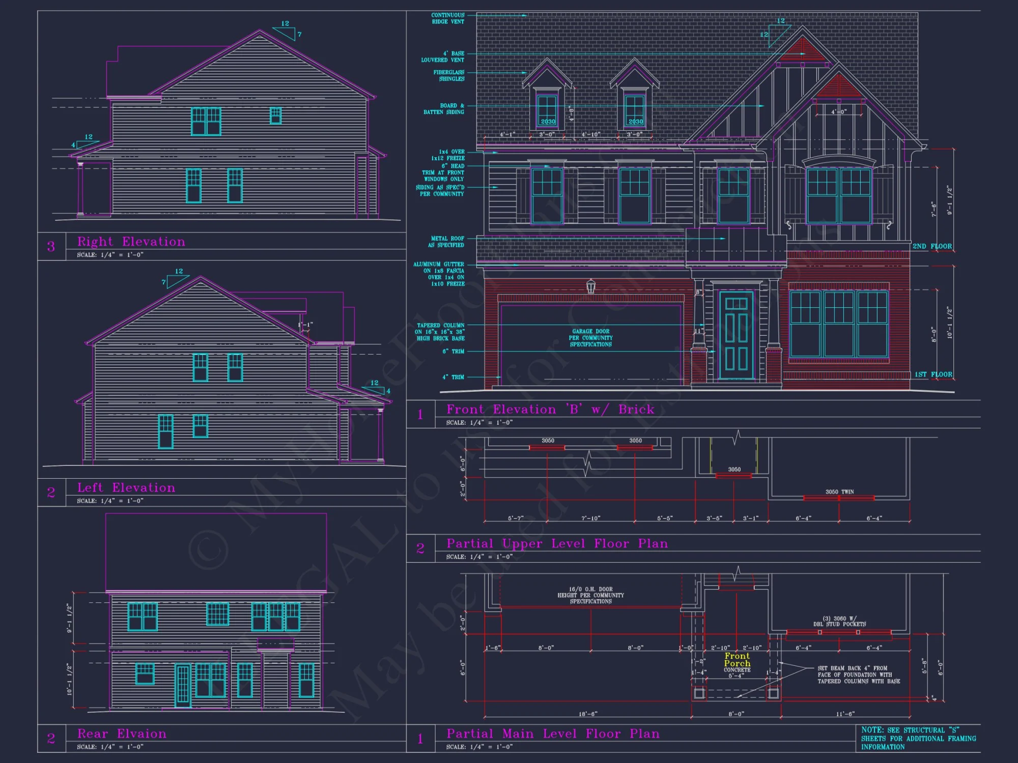 Modern Craftsman house Plan with 4 Beds and 3 Stories