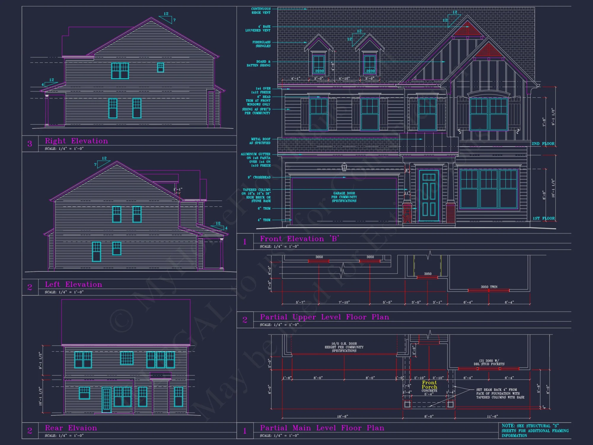 Modern Craftsman house Plan with 4 Beds and 3 Stories