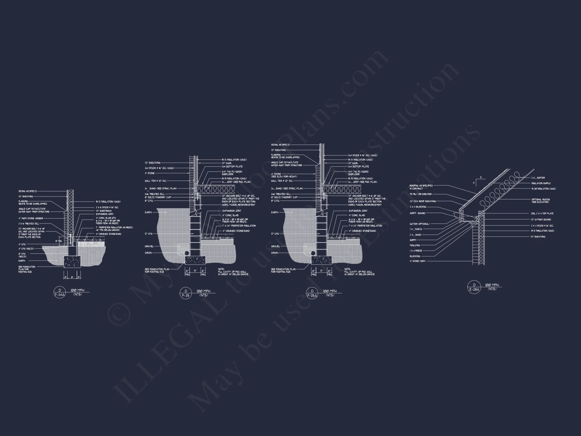 Modern house Plan with 3 Floors, CAD Blueprint & 4 Bedrooms
