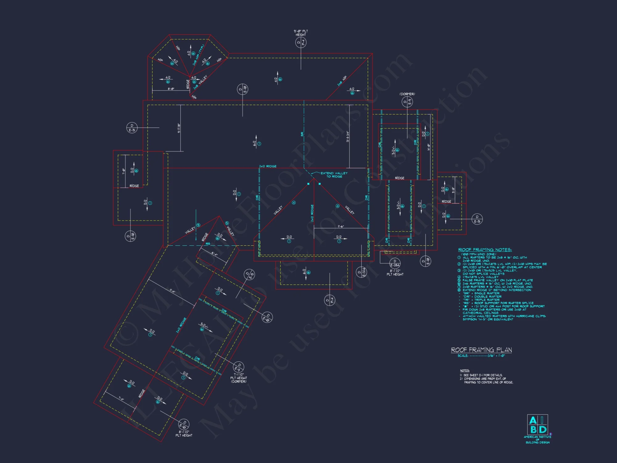 Modern house Plan with 3 Floors, CAD Blueprint & 4 Bedrooms