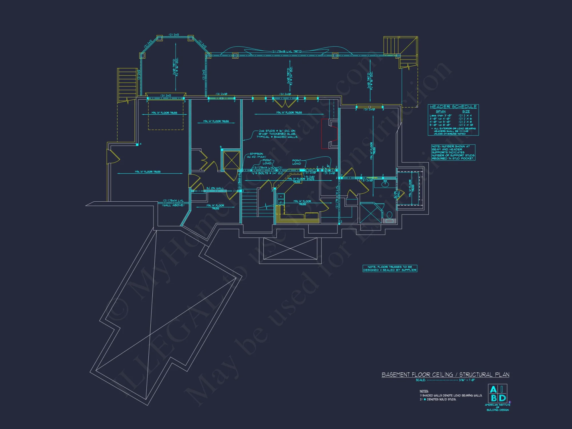 Modern house Plan with 3 Floors, CAD Blueprint & 4 Bedrooms