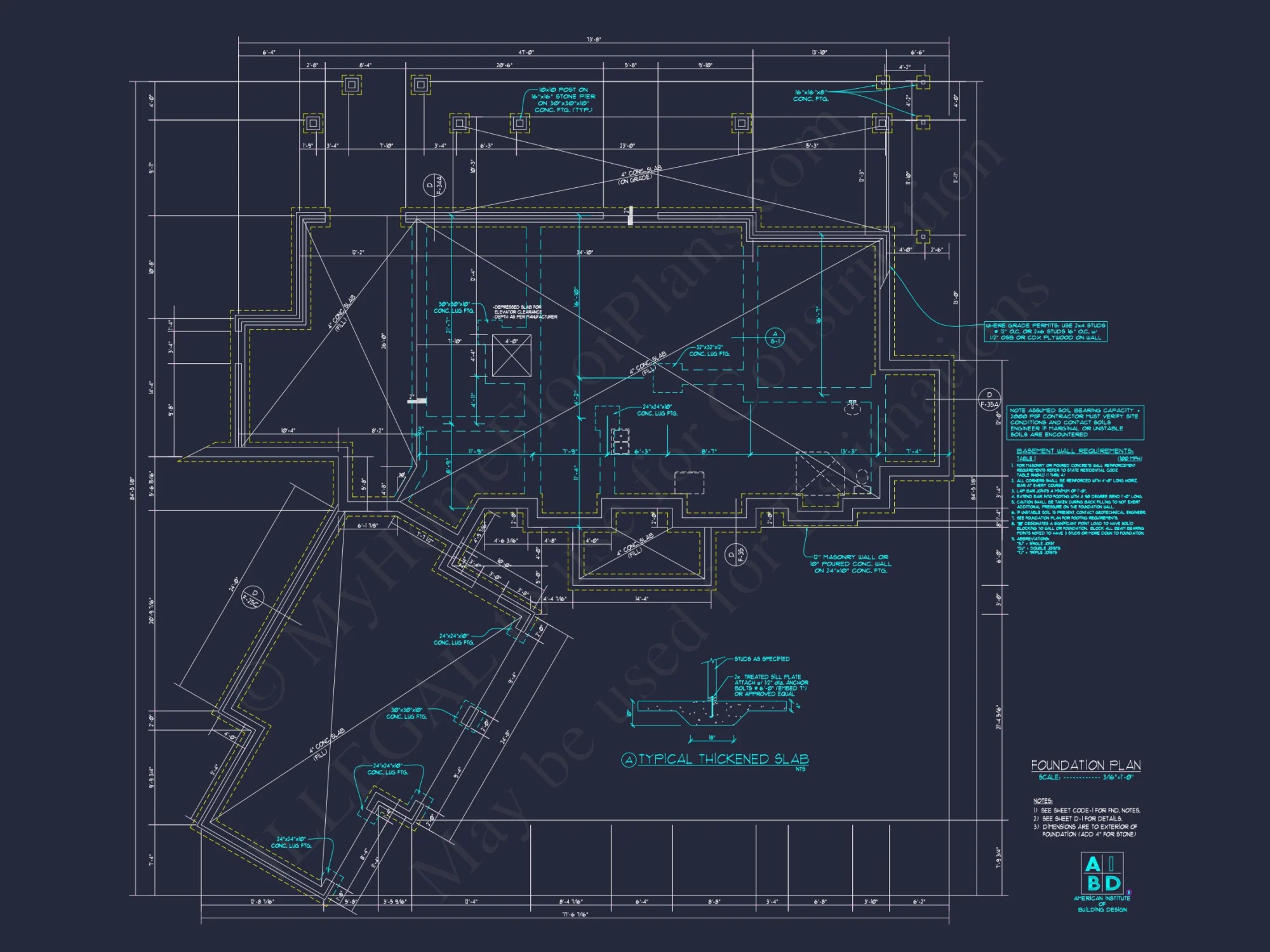 Modern house Plan with 3 Floors, CAD Blueprint & 4 Bedrooms