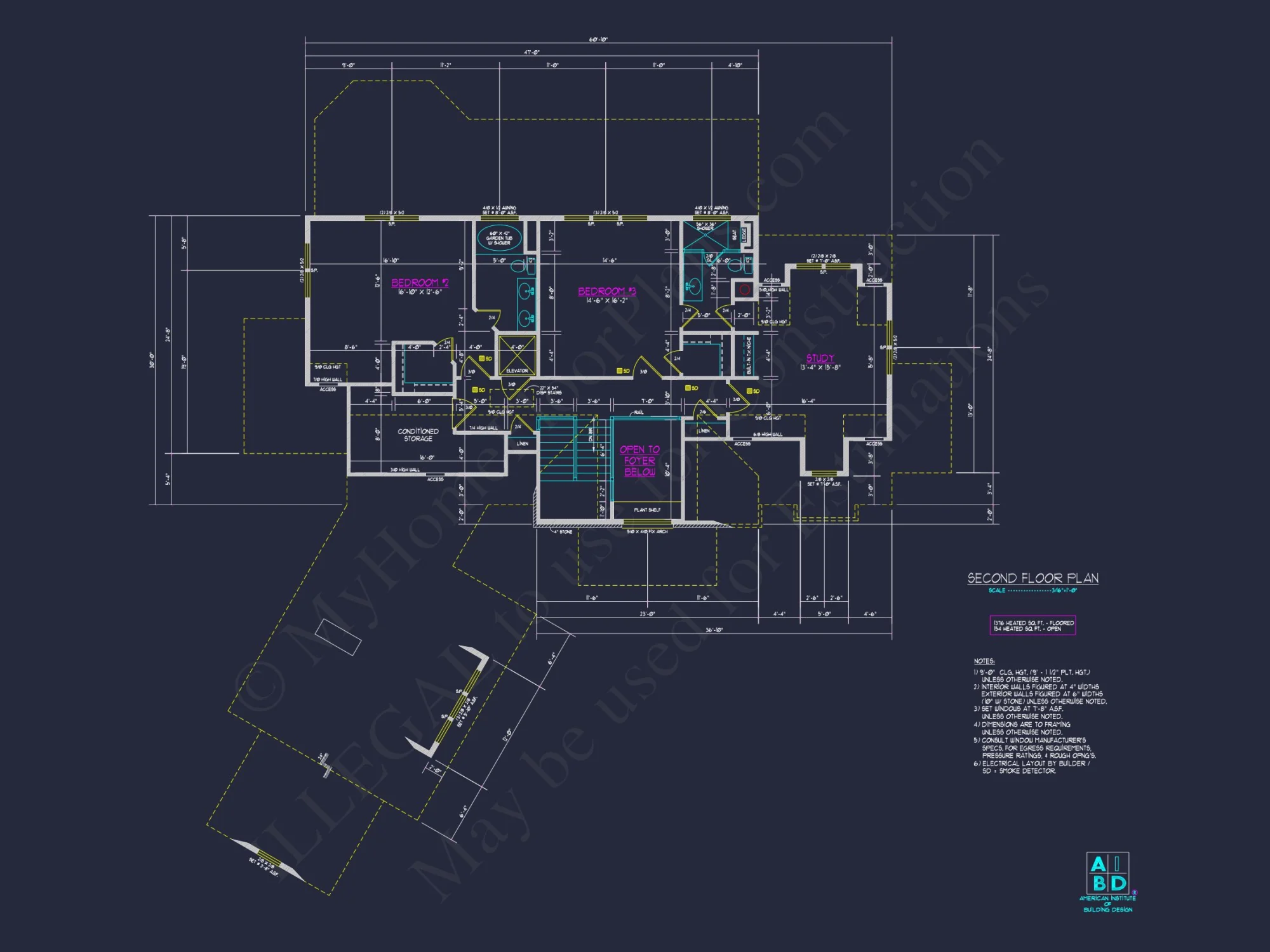 Modern house Plan with 3 Floors, CAD Blueprint & 4 Bedrooms