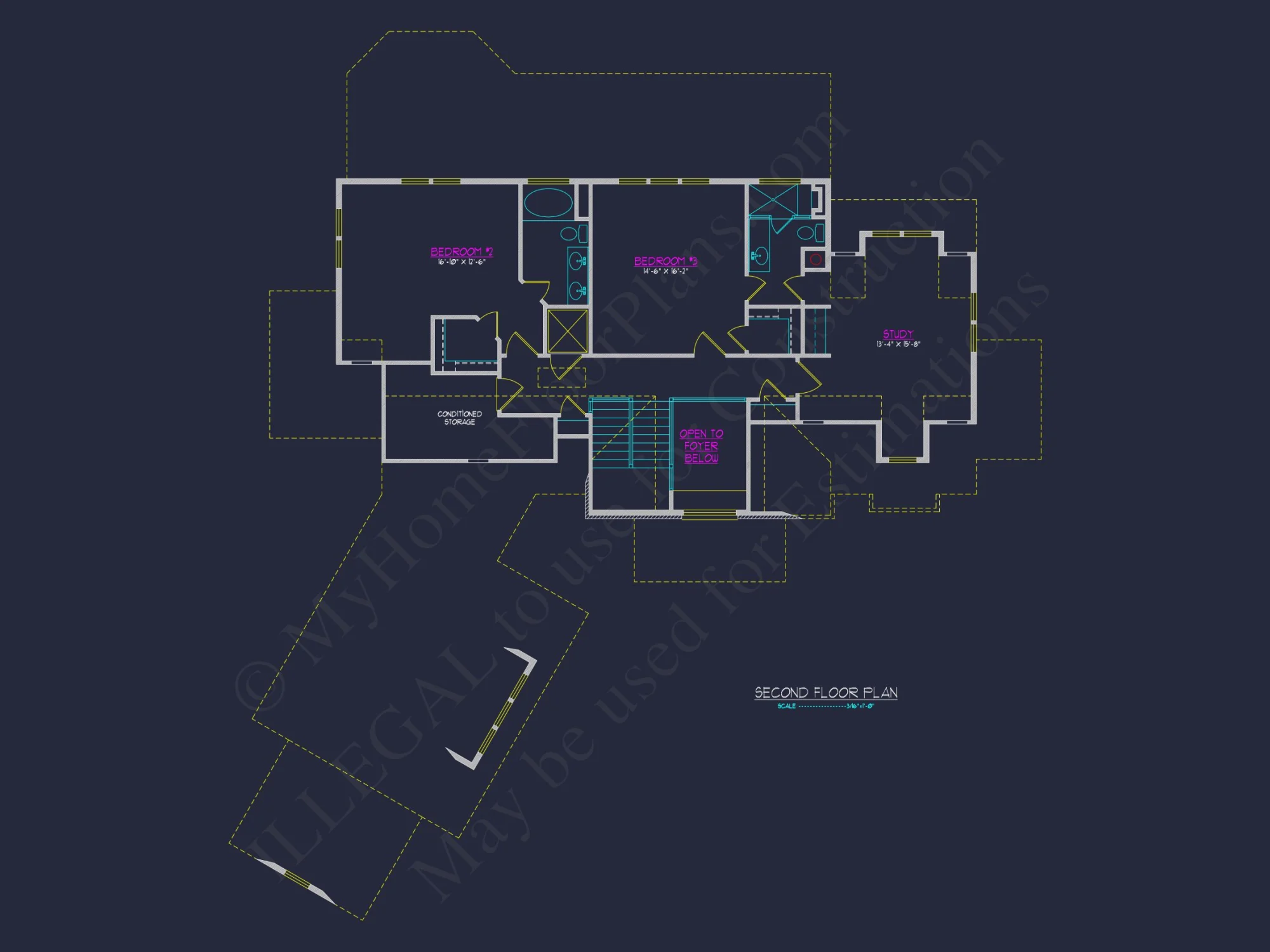 Modern house Plan with 3 Floors, CAD Blueprint & 4 Bedrooms
