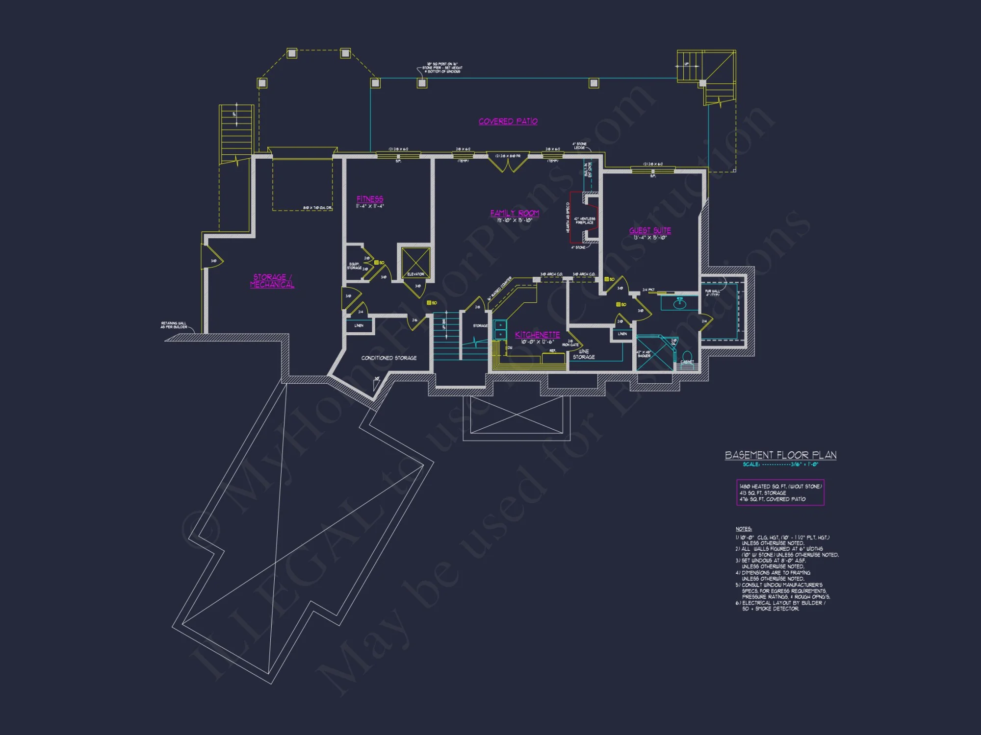 Modern house Plan with 3 Floors, CAD Blueprint & 4 Bedrooms