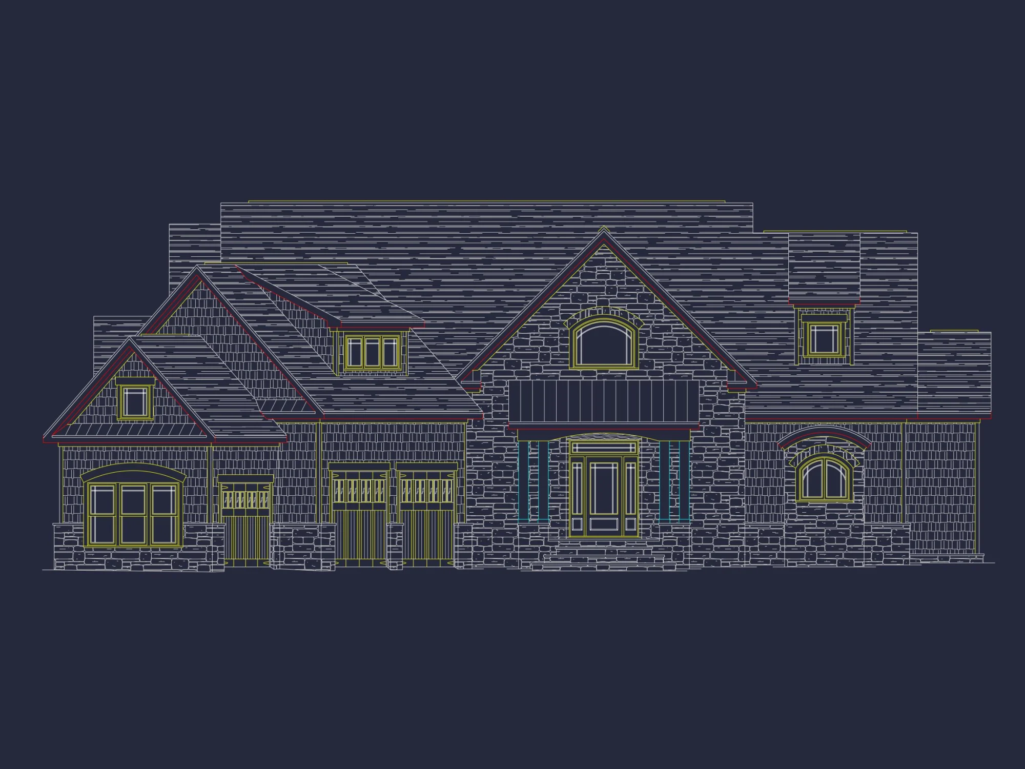 Modern house Plan with 3 Floors, CAD Blueprint & 4 Bedrooms