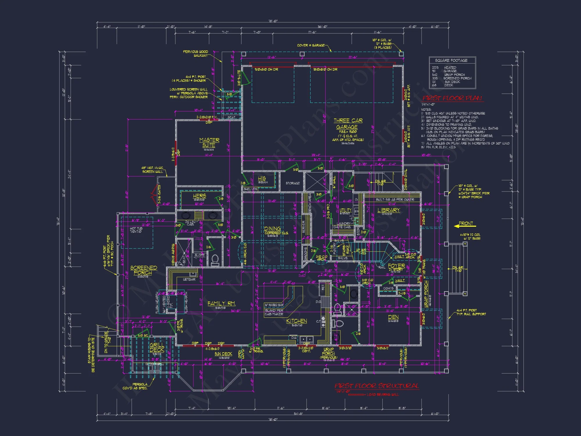 Elegant Southern Farmhouse house Plan with CAD Designs