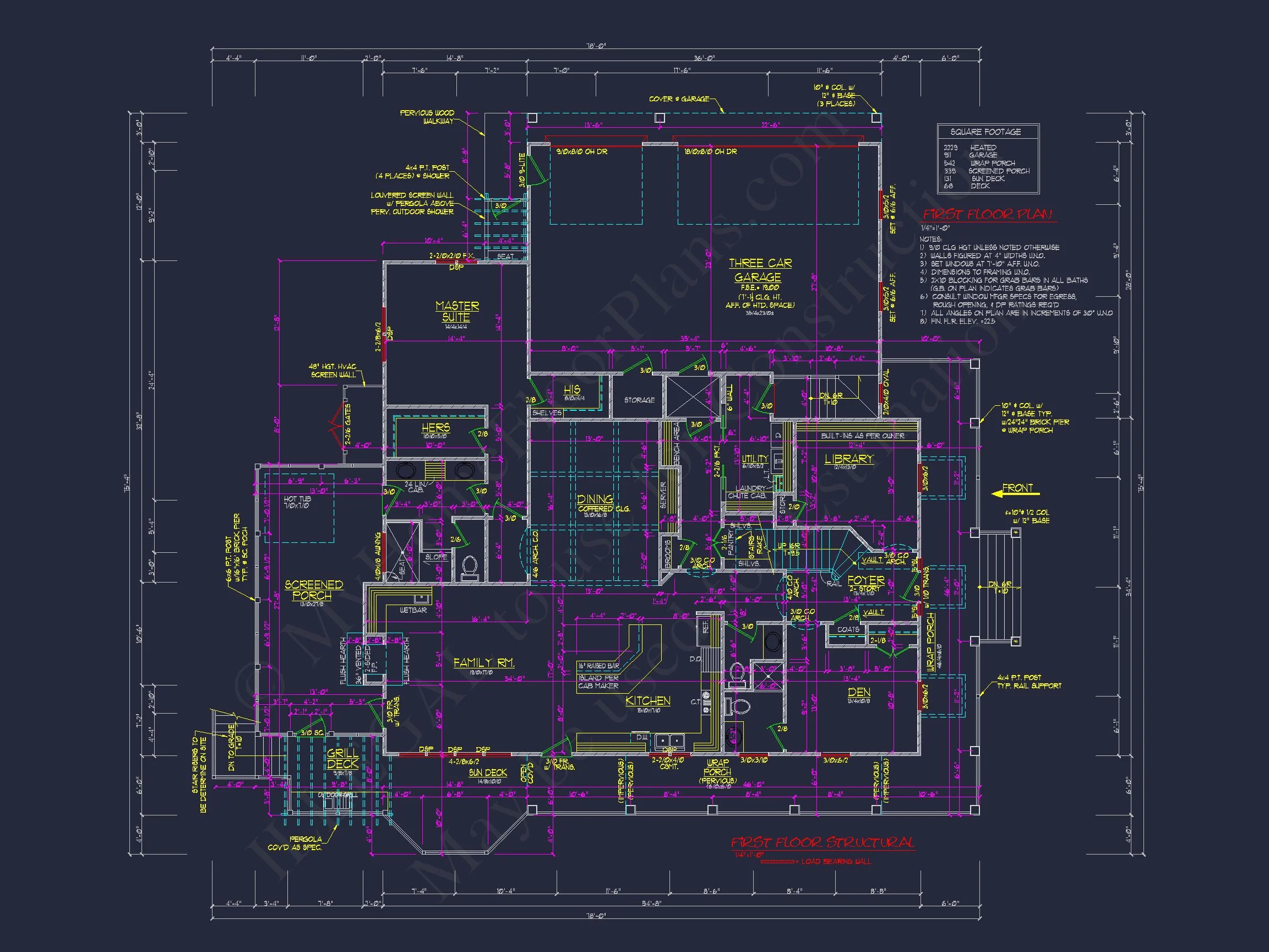 Elegant Southern Farmhouse house Plan with CAD Designs