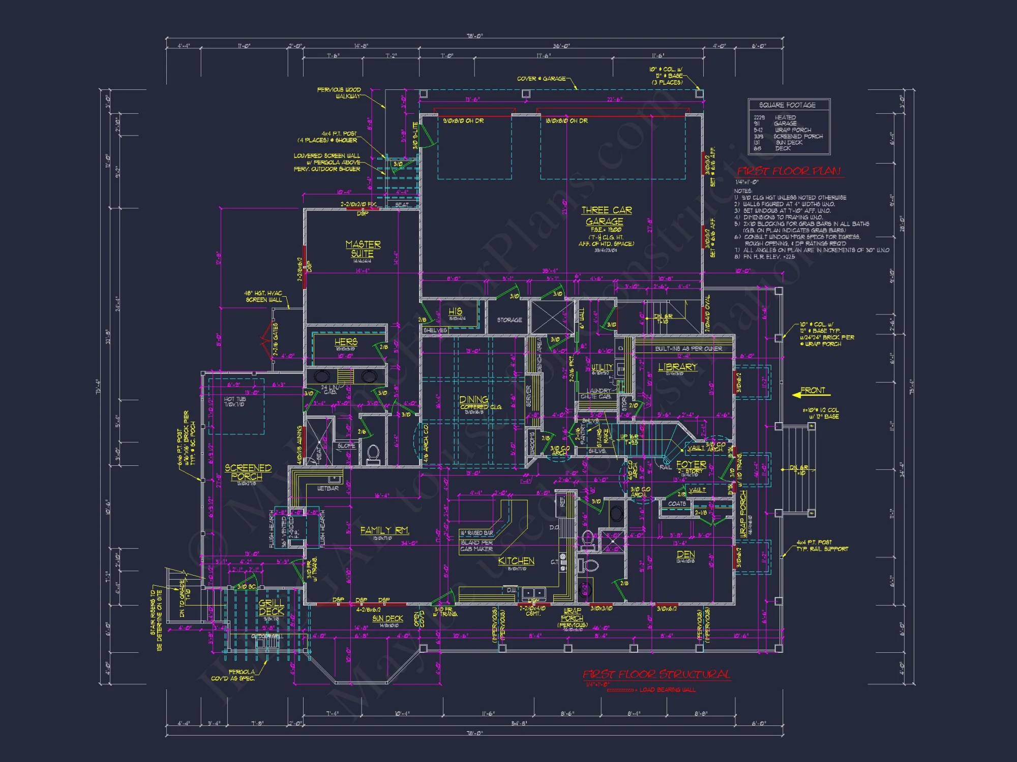Elegant Southern Farmhouse house Plan with CAD Designs