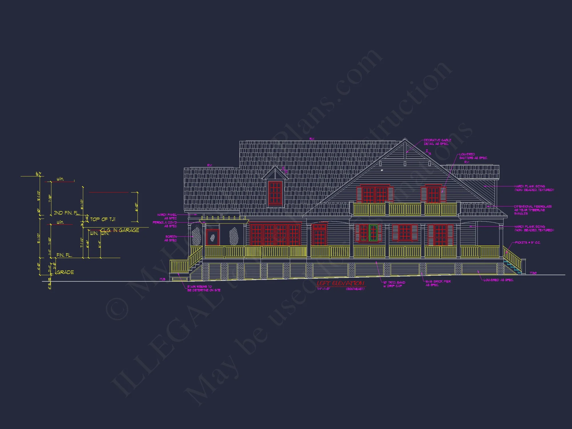Elegant Southern Farmhouse house Plan with CAD Designs