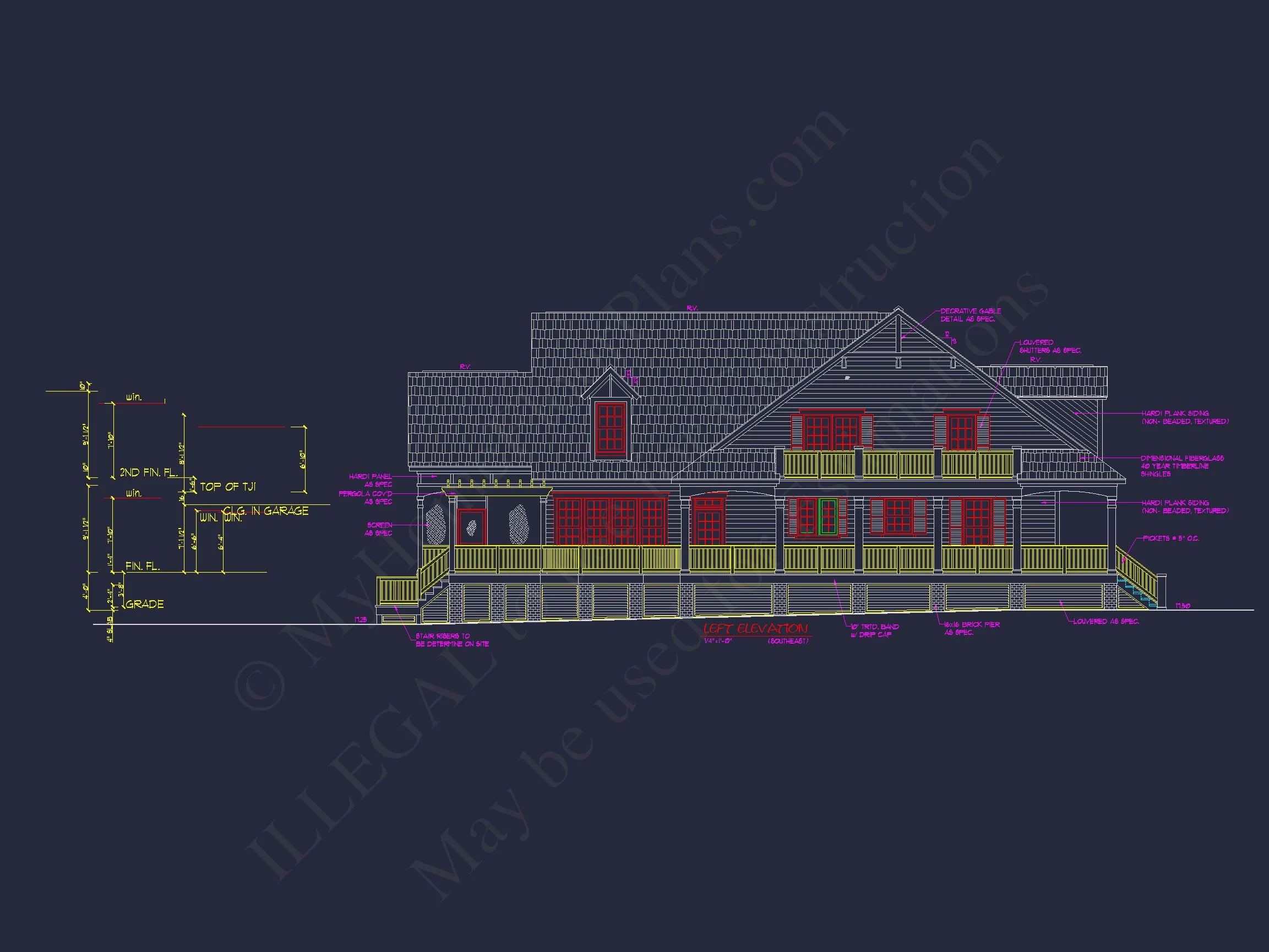 Elegant Southern Farmhouse house Plan with CAD Designs