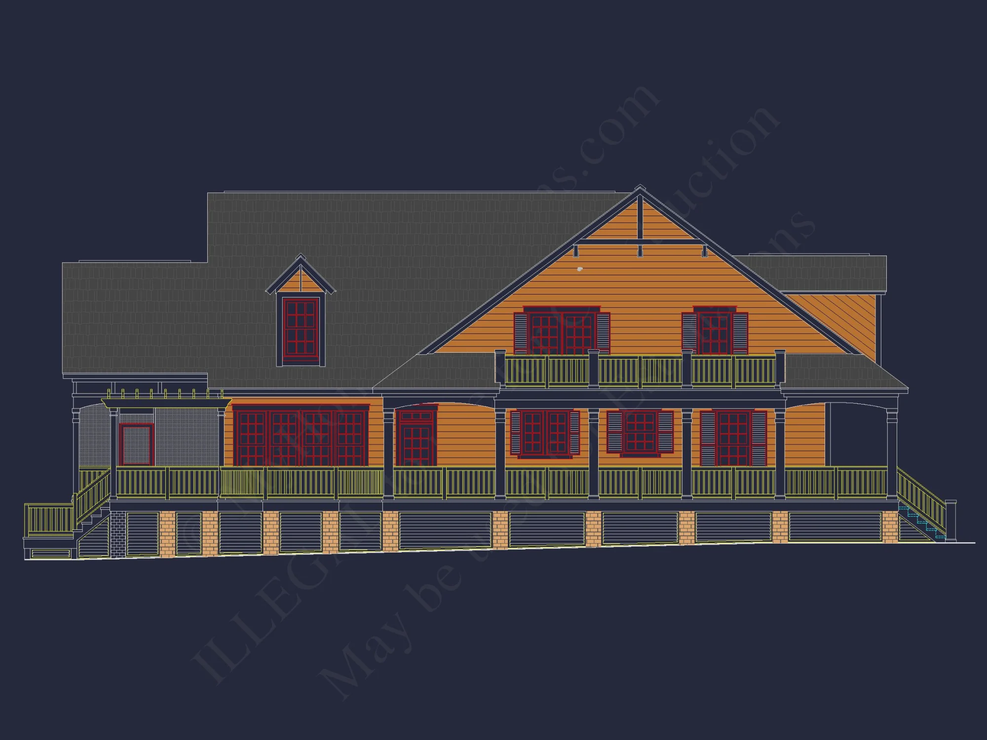 Elegant Southern Farmhouse house Plan with CAD Designs