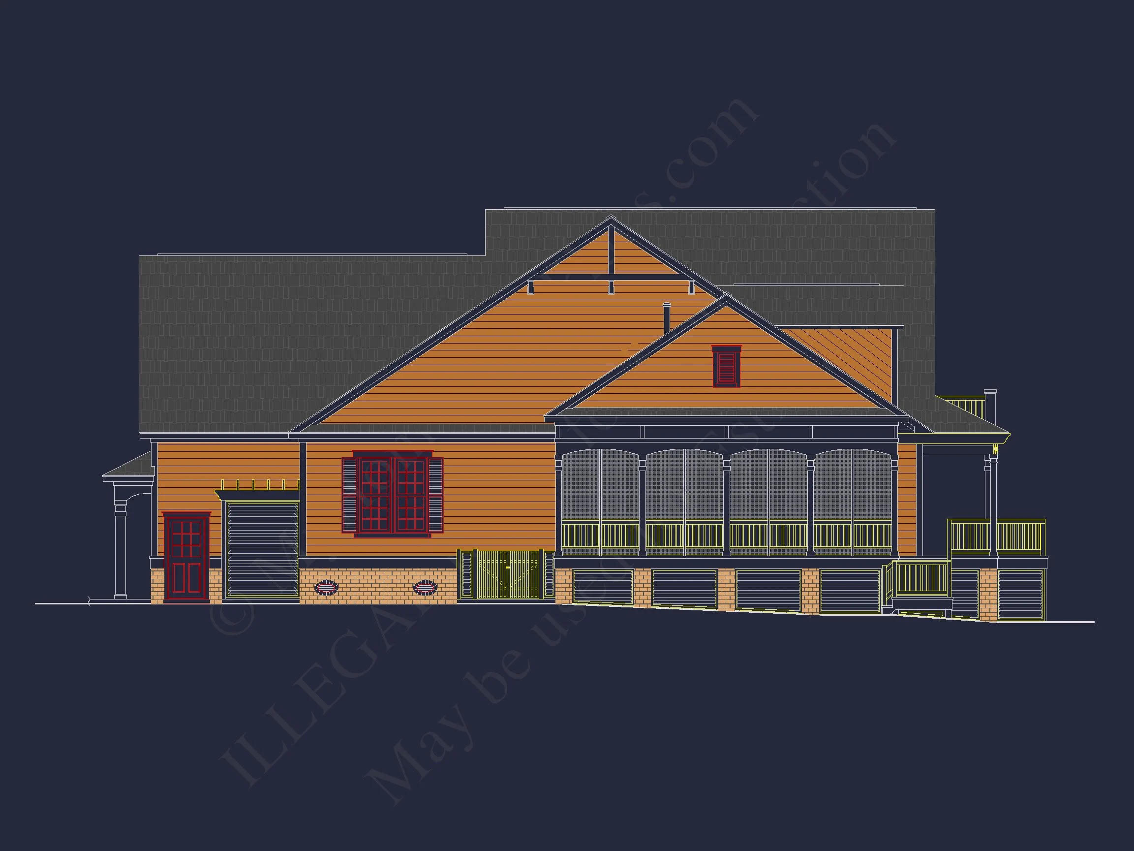 Elegant Southern Farmhouse house Plan with CAD Designs