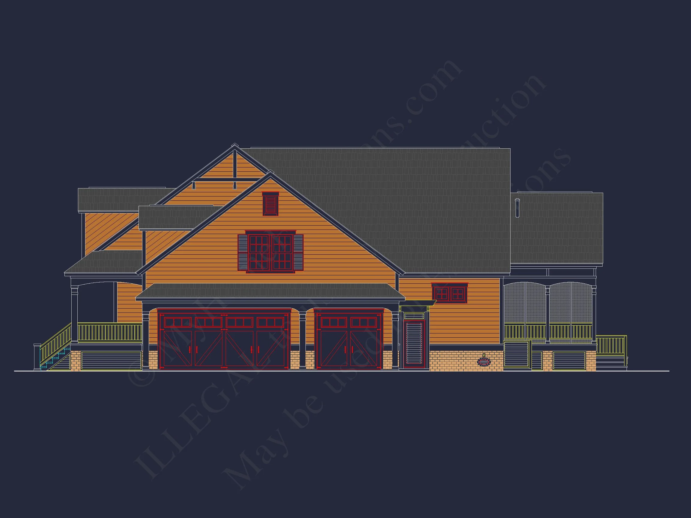 Elegant Southern Farmhouse house Plan with CAD Designs